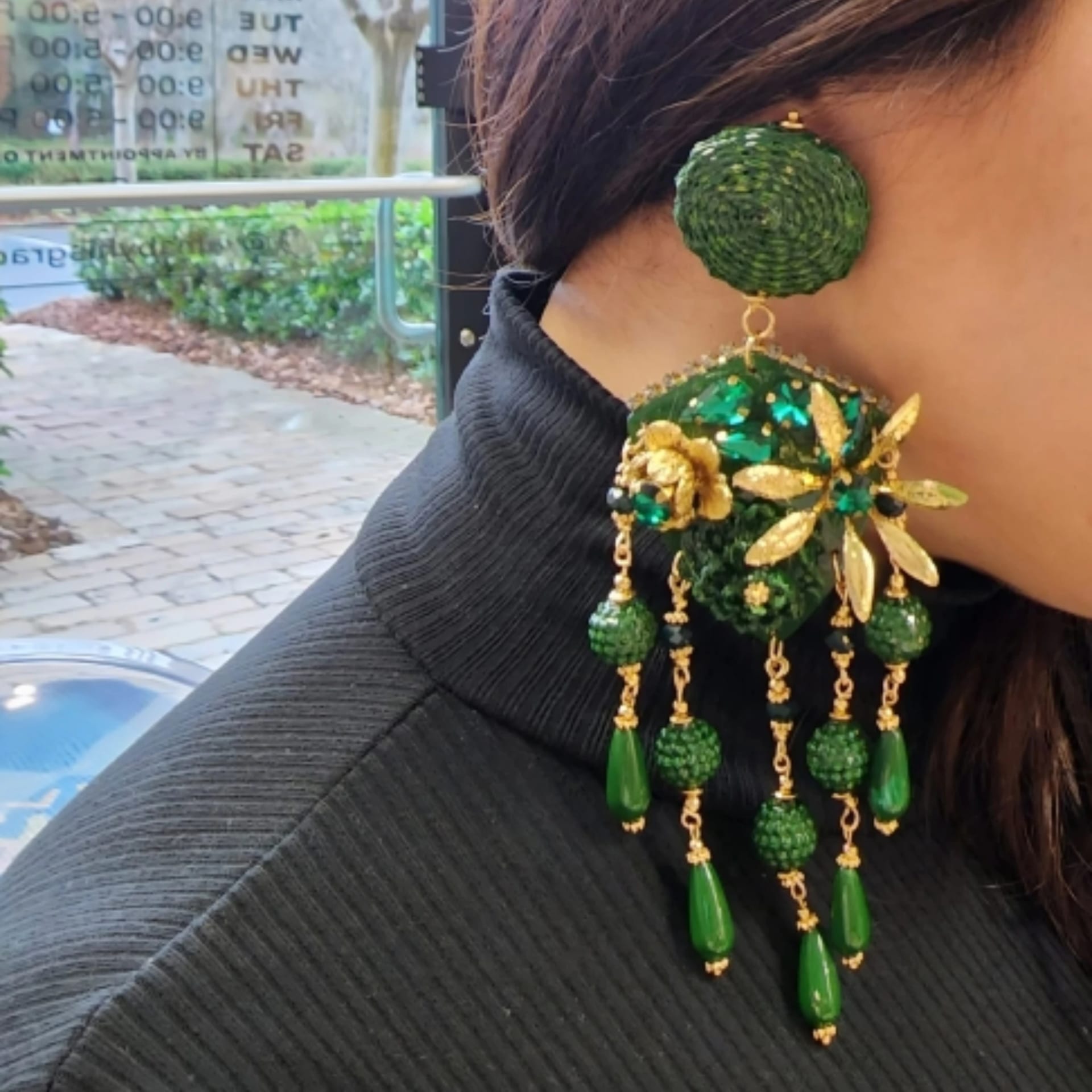 Green Rhombus Totumo Earrings - imagen 3