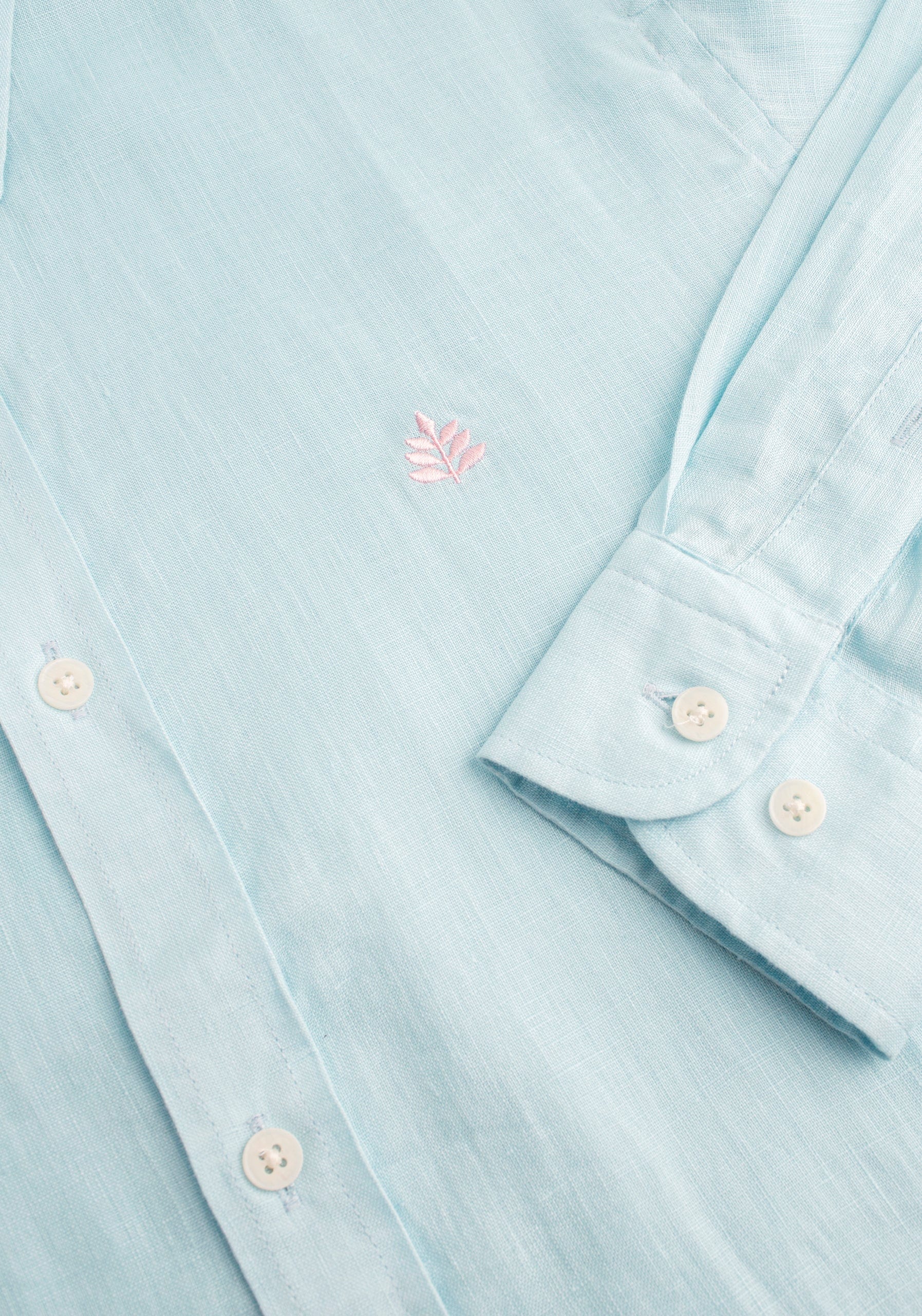 Camisa H Lino CBD Unicolor L-Ros Azul Claro - imagen 2