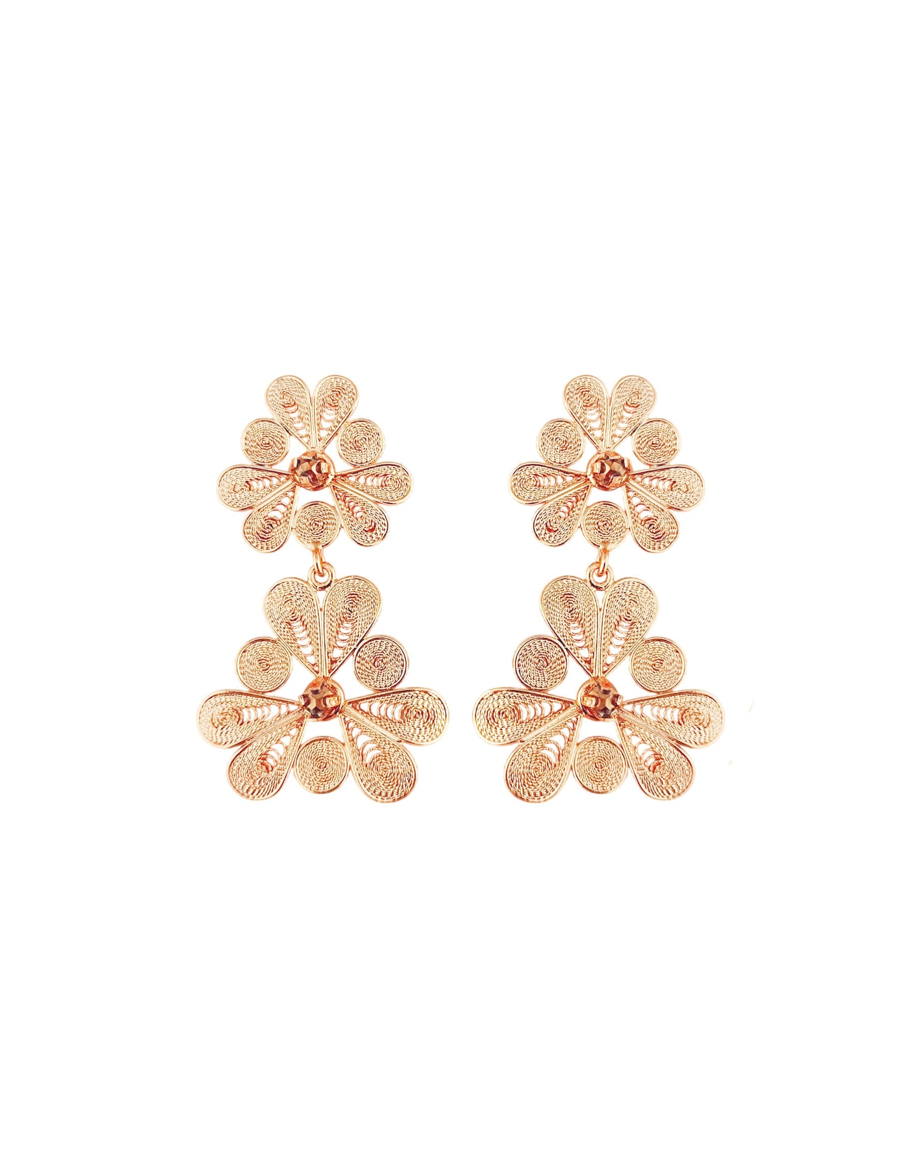 Aretes doble flor, Katya - imagen 1