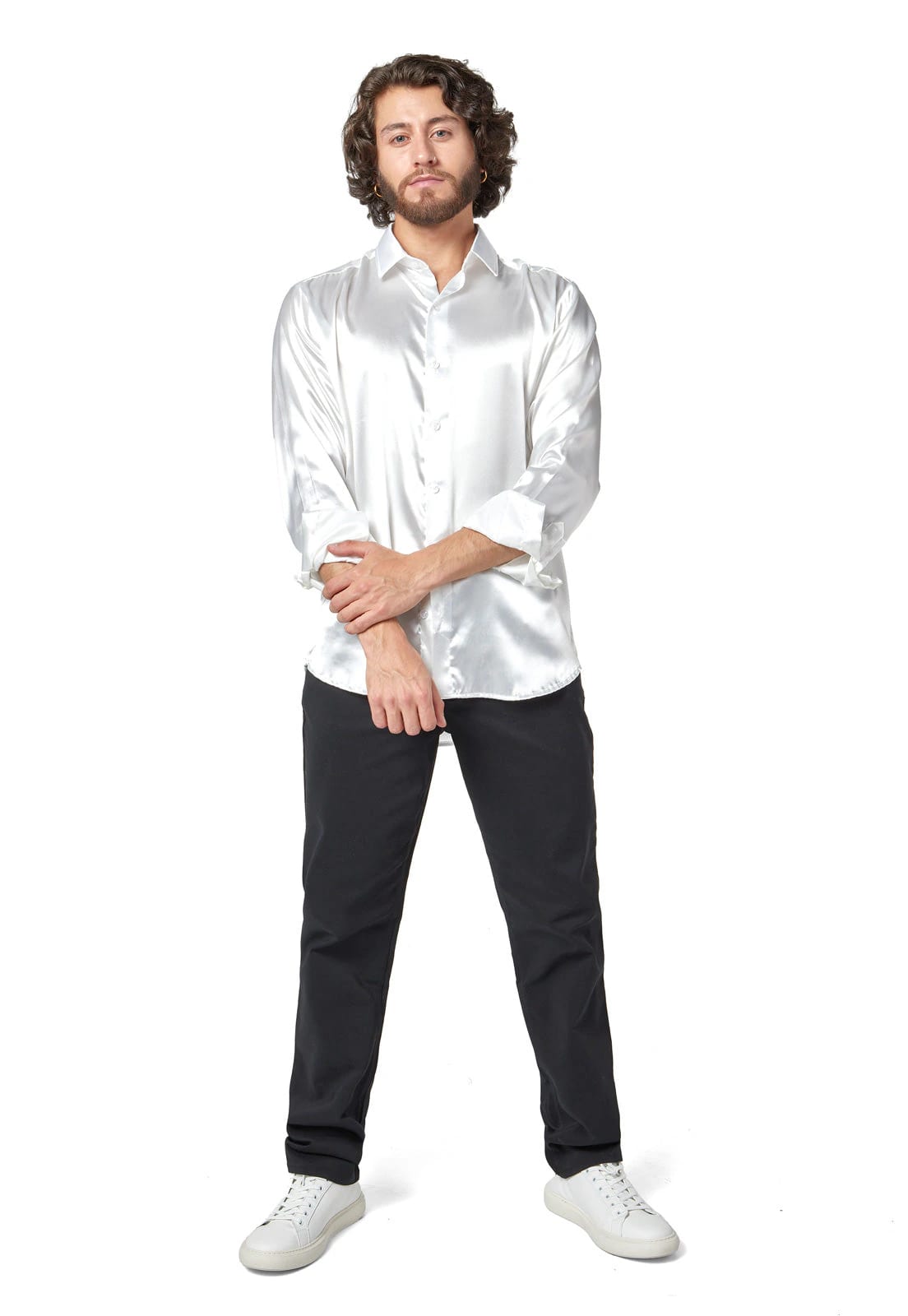 Camisa blanca en satin - imagen 4