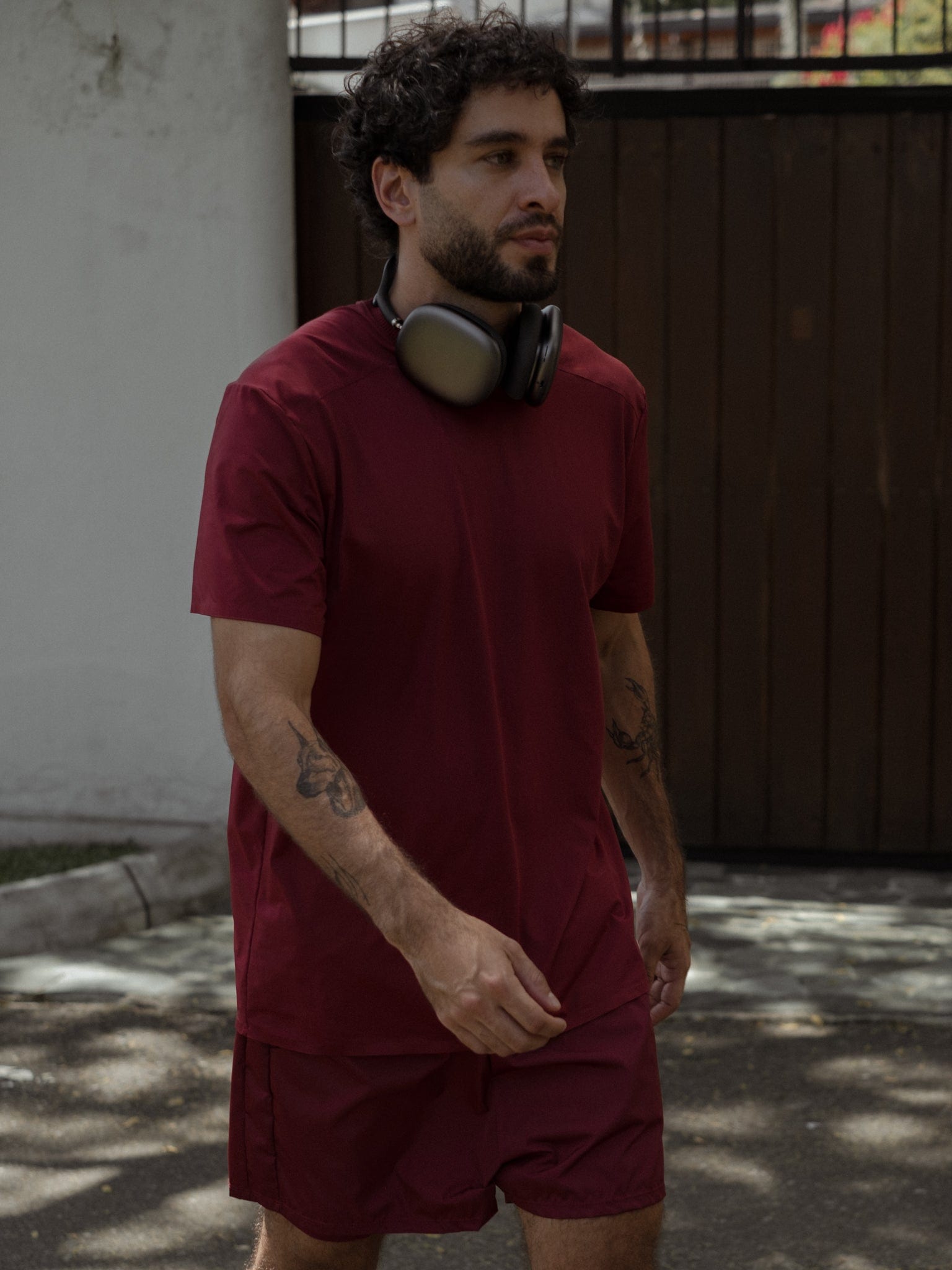 MEN STRUCTURED WORKOUT T-SHIRT - BERRY - imagen 19