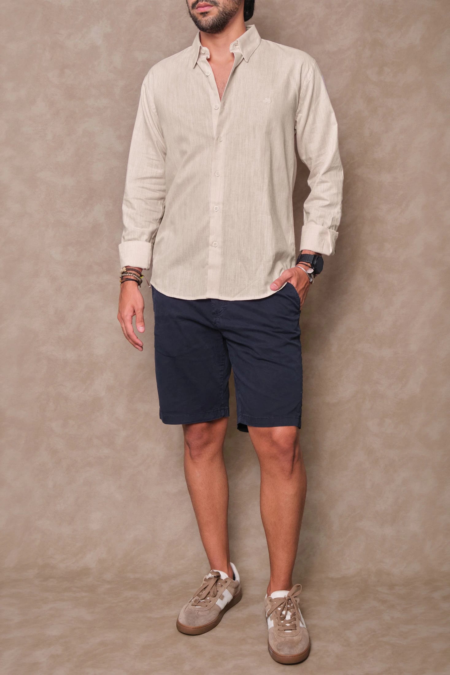 CAMISA LINO BEIGE - imagen 2