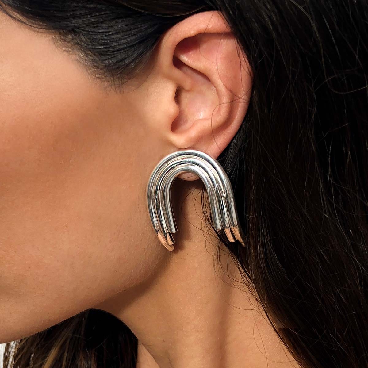 ARETES DECO GODDESS PLATA - imagen 1