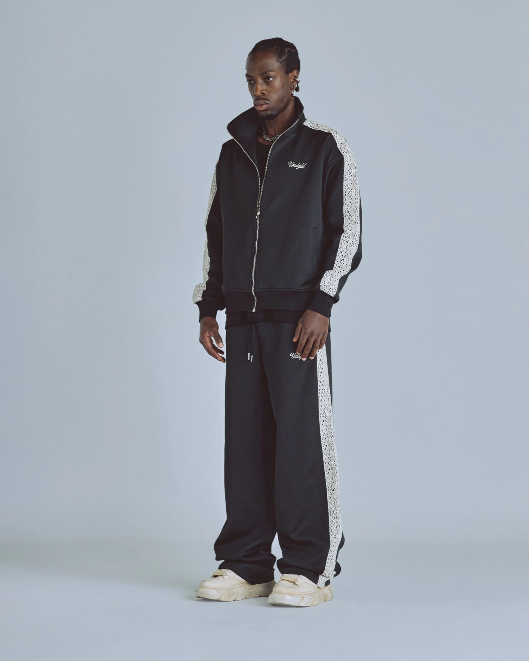 Basics Undgld Lace-panel Track Jacket Black - imagen 5
