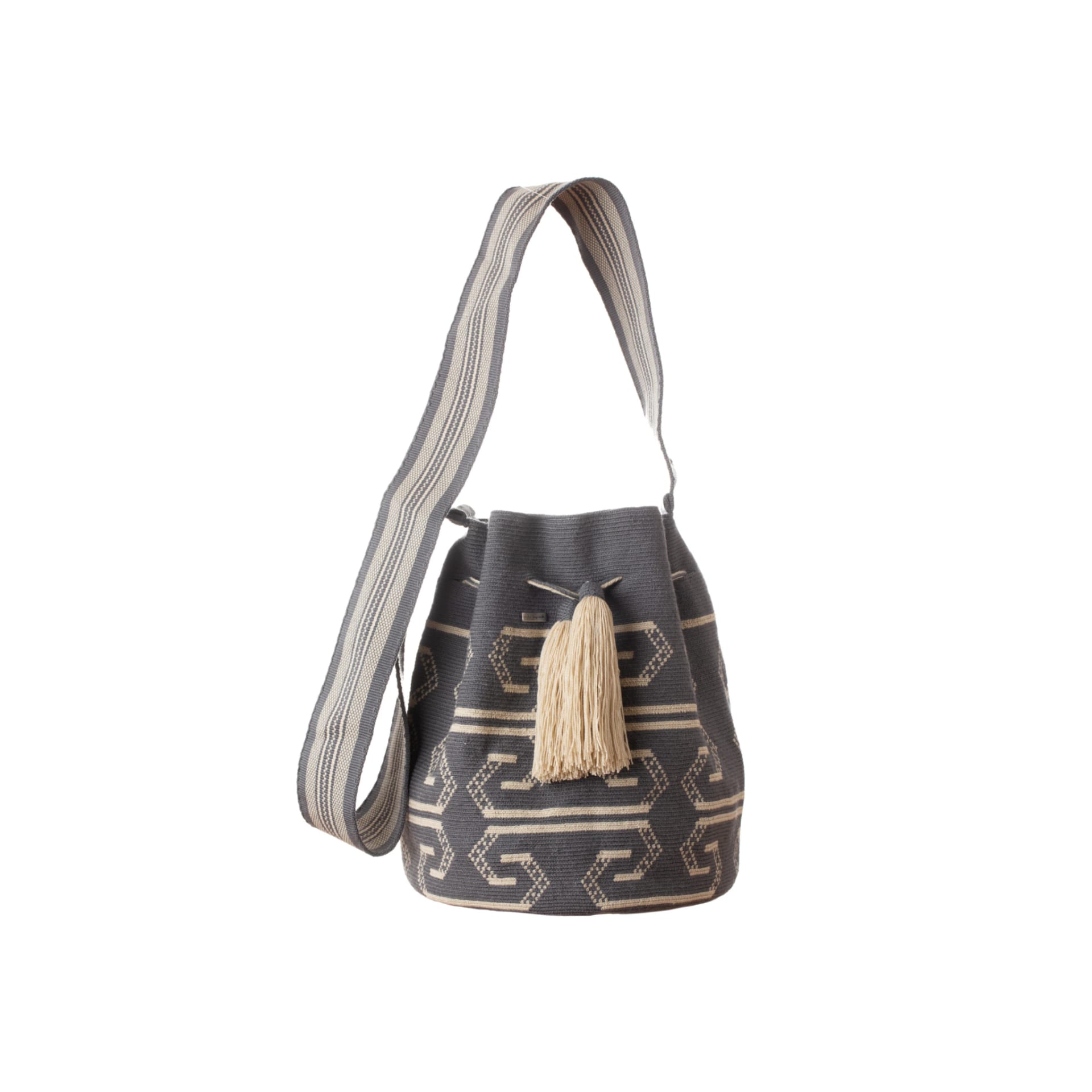 Mochila Wayuu Gris con Correa Larga - imagen 3