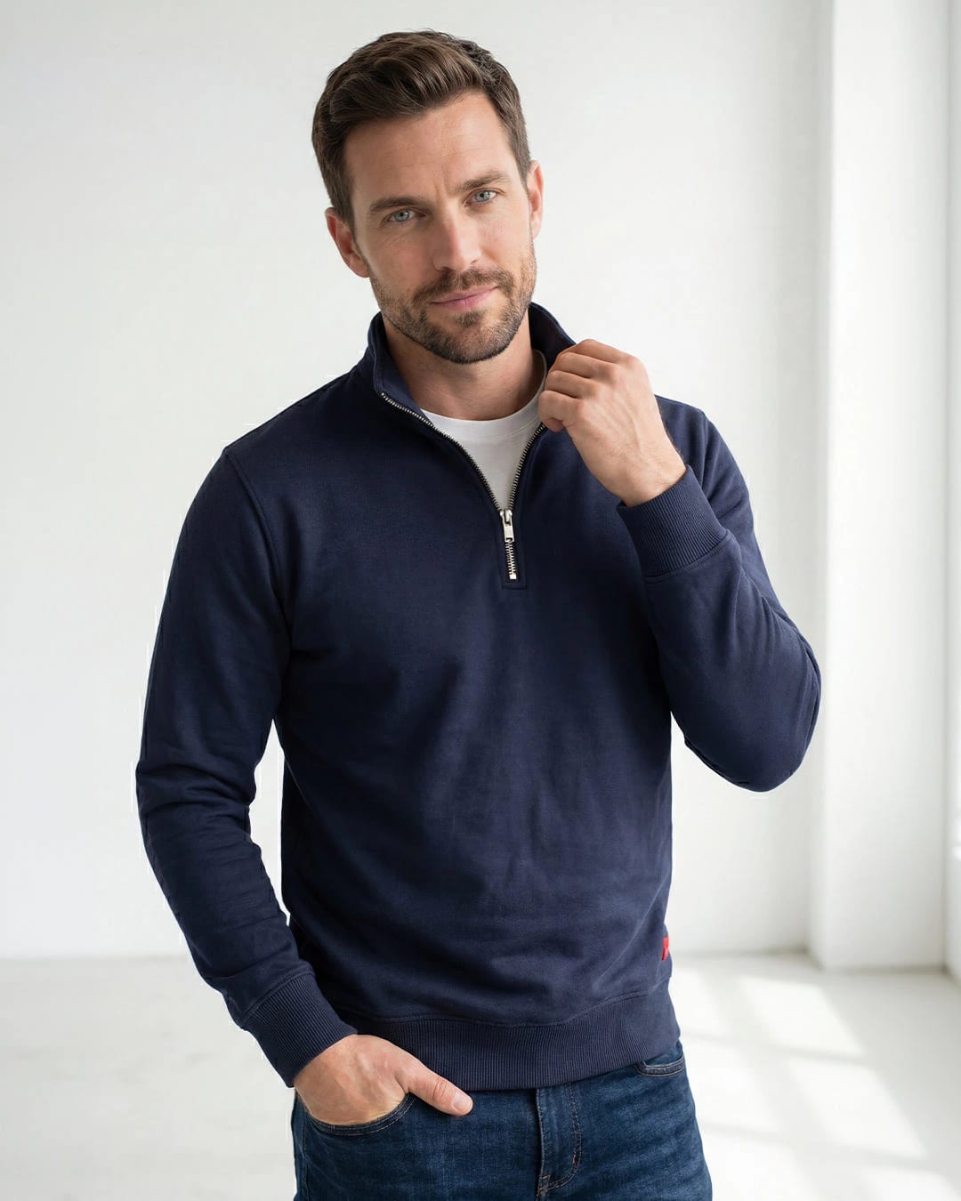 Buzo cuello alto hombre Azul Oxford - imagen 2