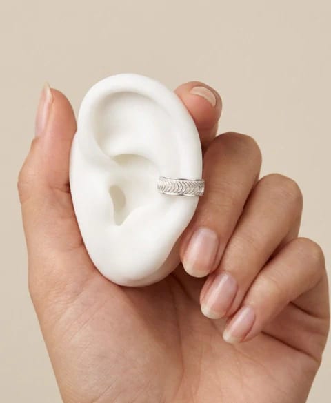 Earcuff Argolla Rejilla gruesa en Plata ley 950 Filigrana - imagen 1