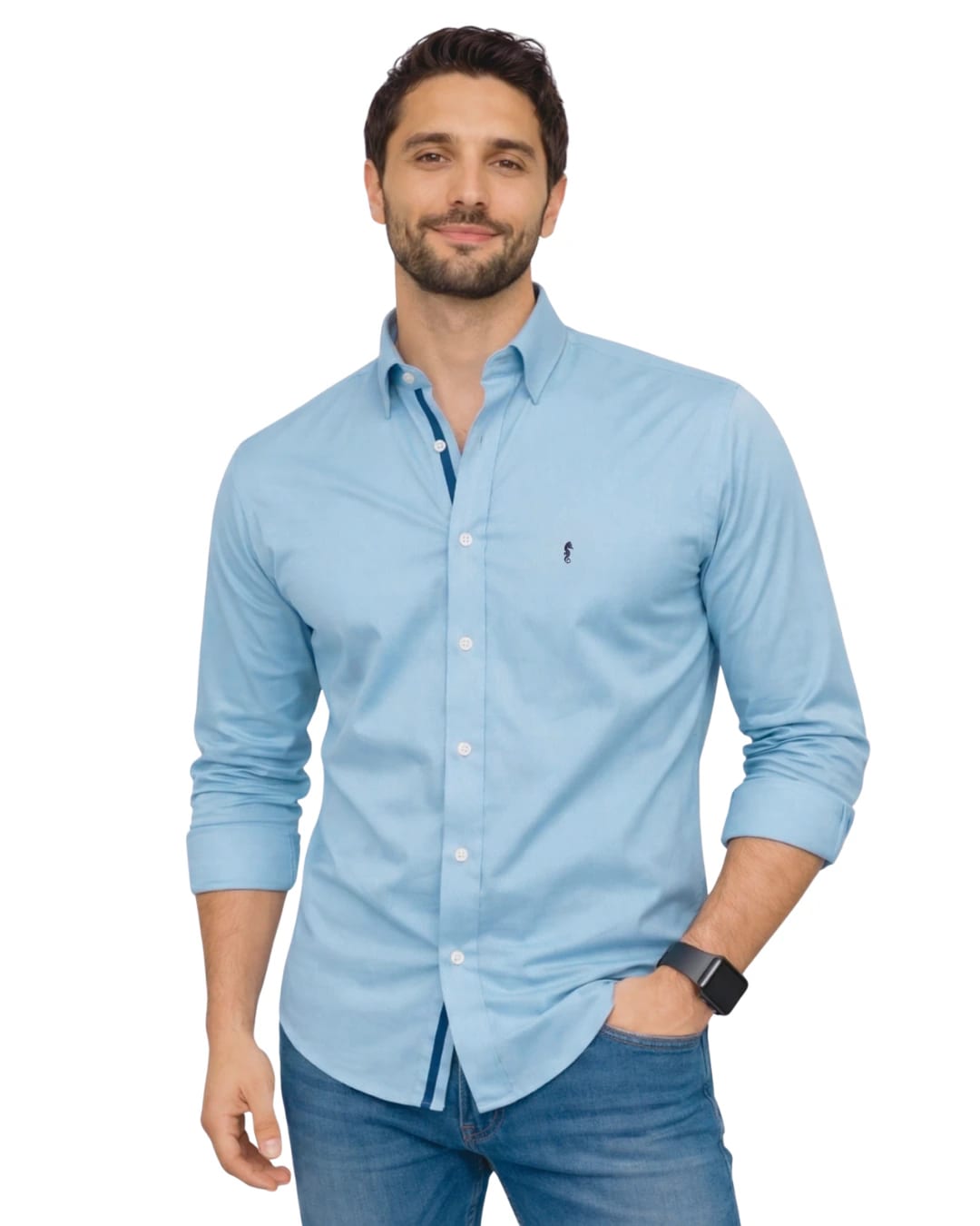 Camisa Berlin Manga Larga Azul Claro - imagen 1