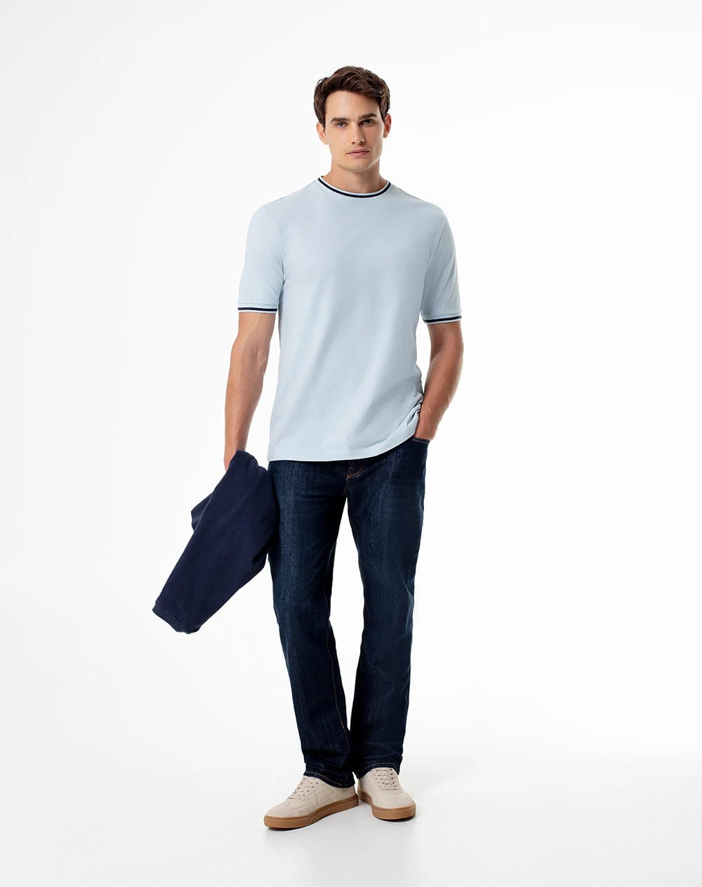 Camiseta regular algodón jersey azul hombre - imagen 4