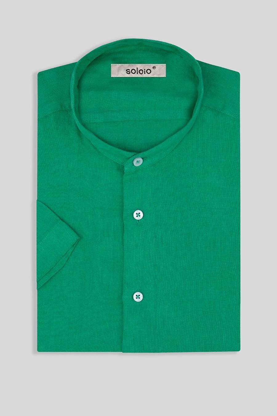 men’s linen shirt mao green basic - imagen 7