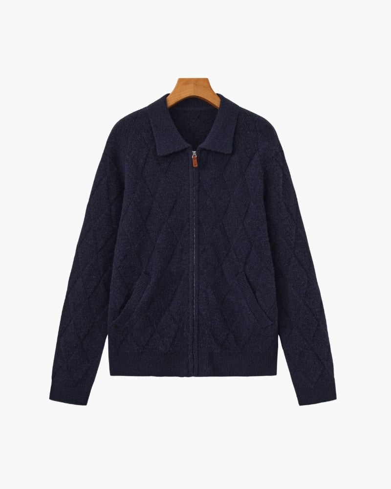 Heritage Diamond Knit Zip Cardigan - imagen 2