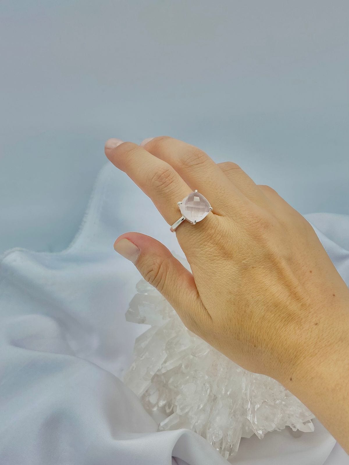 Anillo Cuarzo Rosa Cuadrado - imagen 3