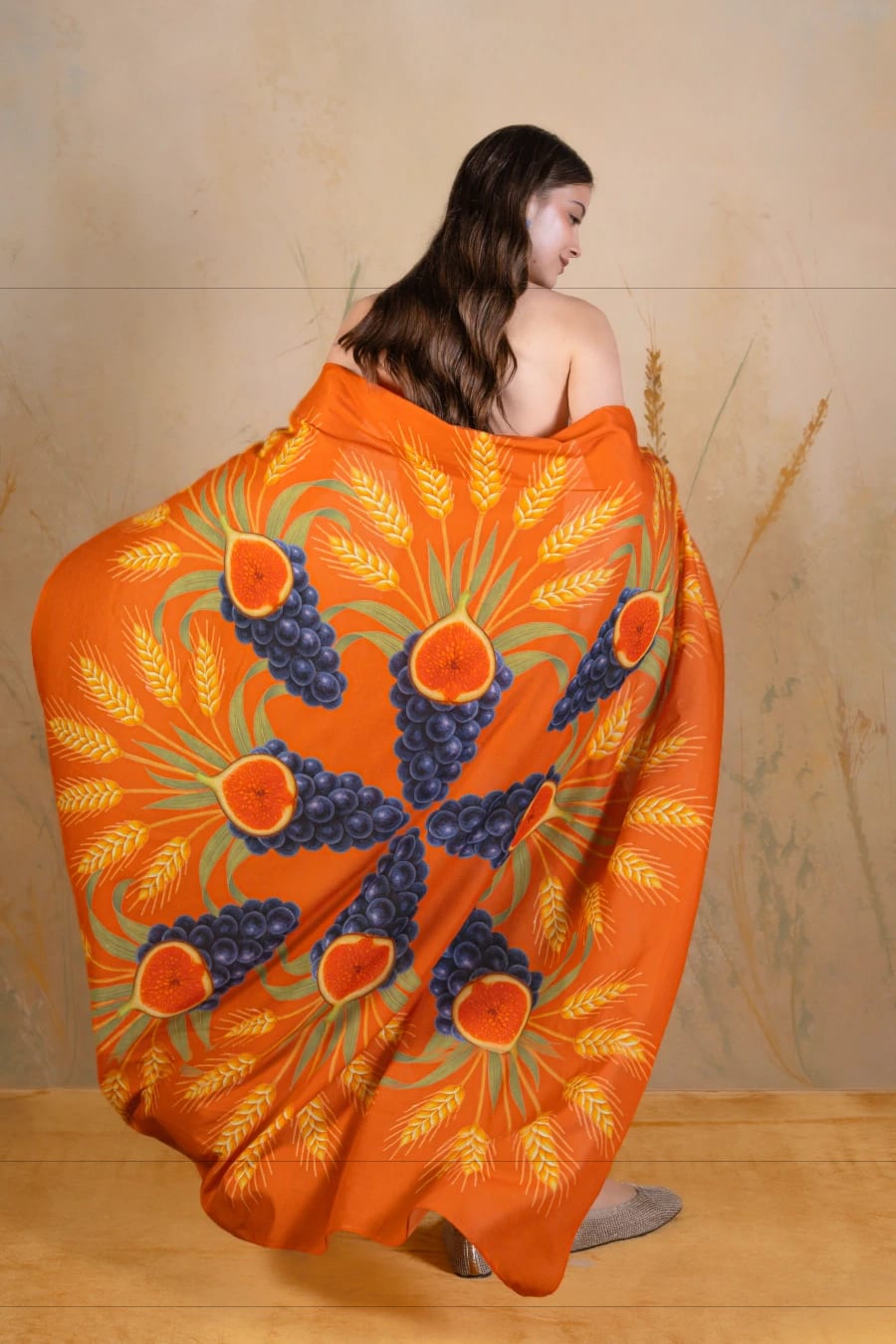 Women's Annona long cotton sarong terracotta - imagen 2