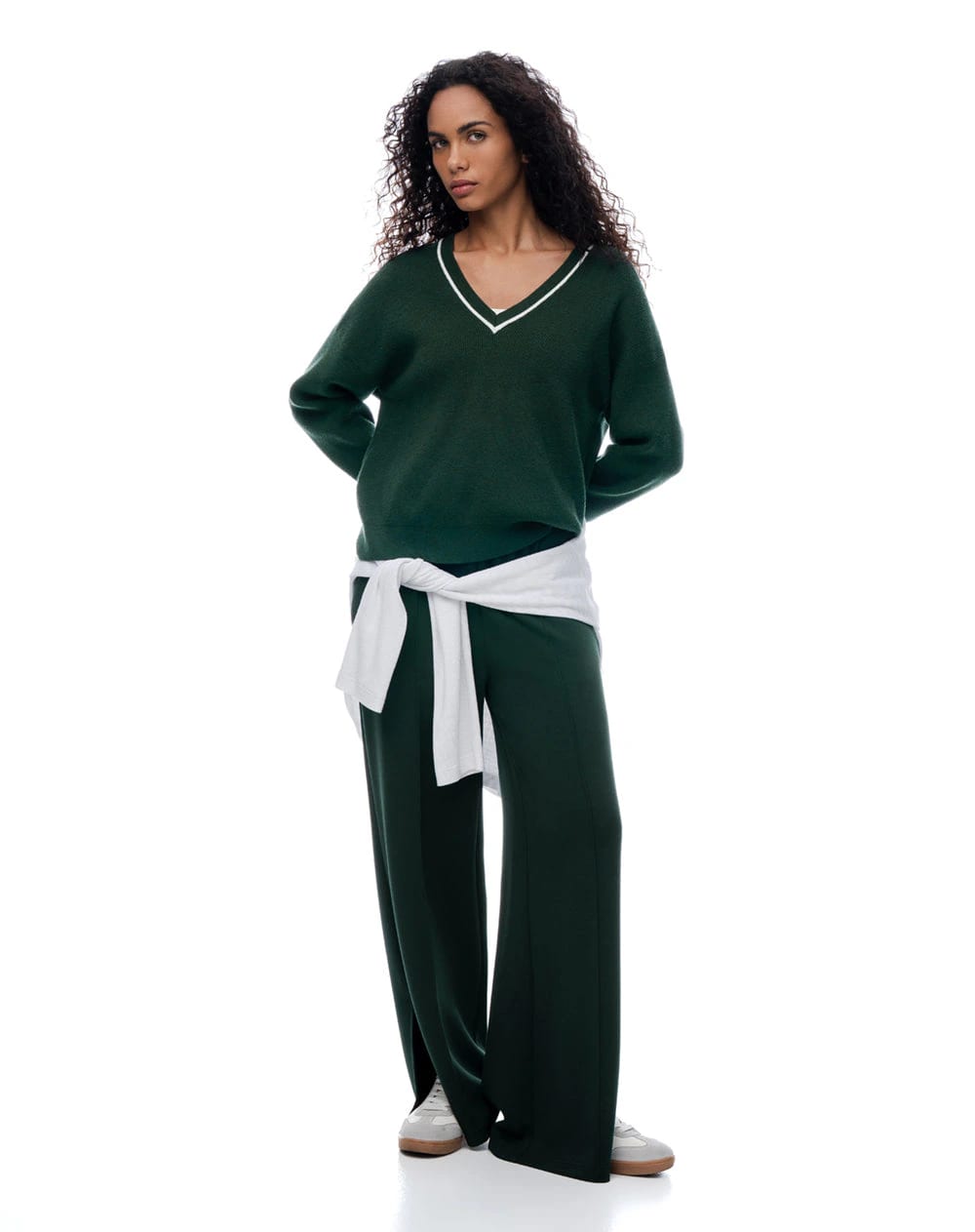Suéter relaxed tejido verde mujer - imagen 4