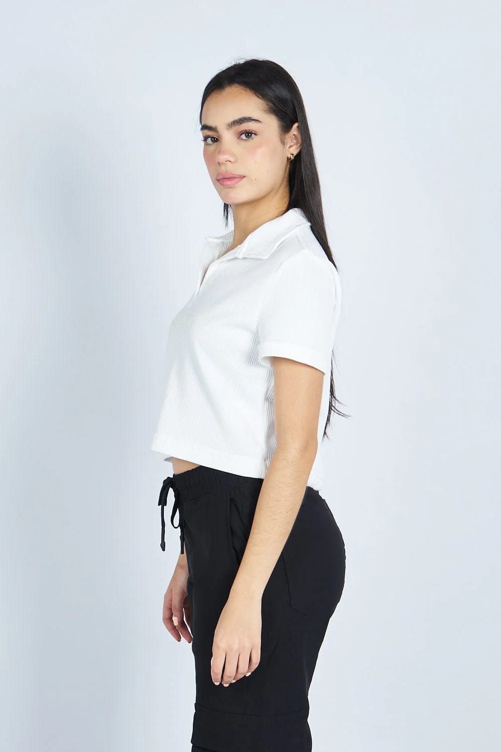Lounge cropped Polo textura Blanca | Drop 03 | - imagen 4