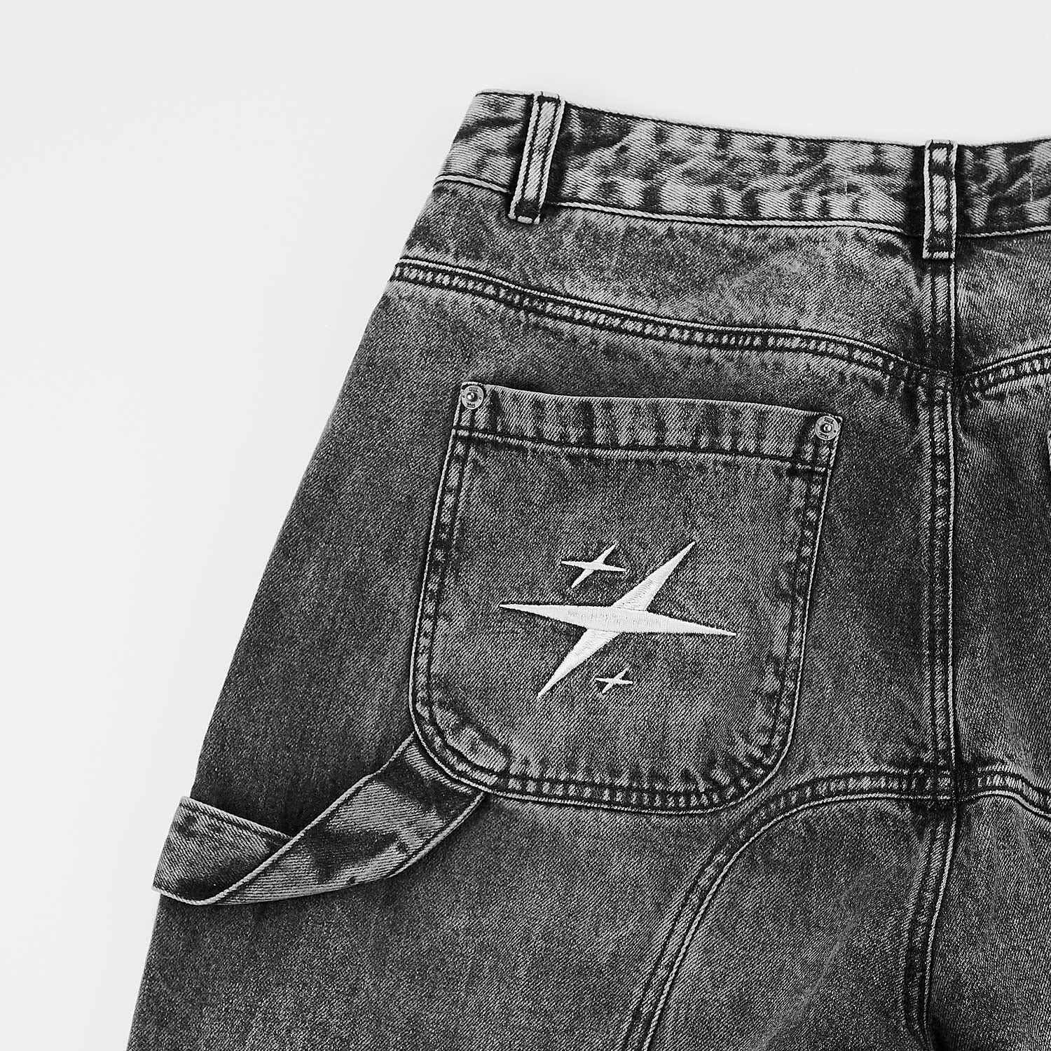 Slashed Denim Jorts - Black - imagen 5