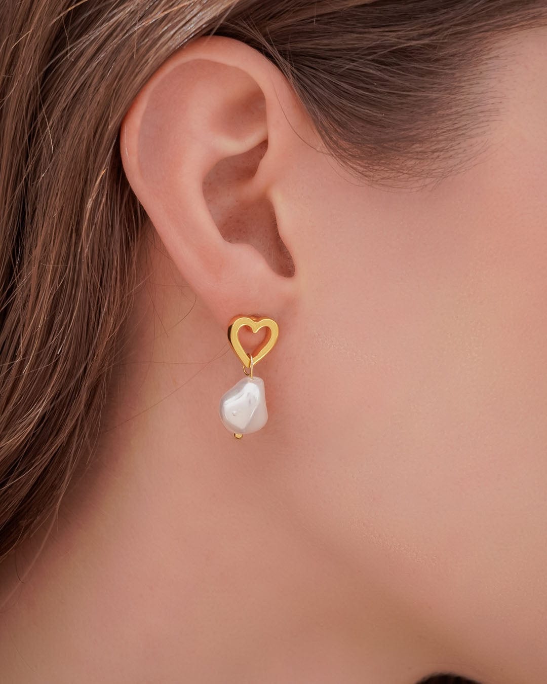 Aretes Corazón Perla - imagen 1