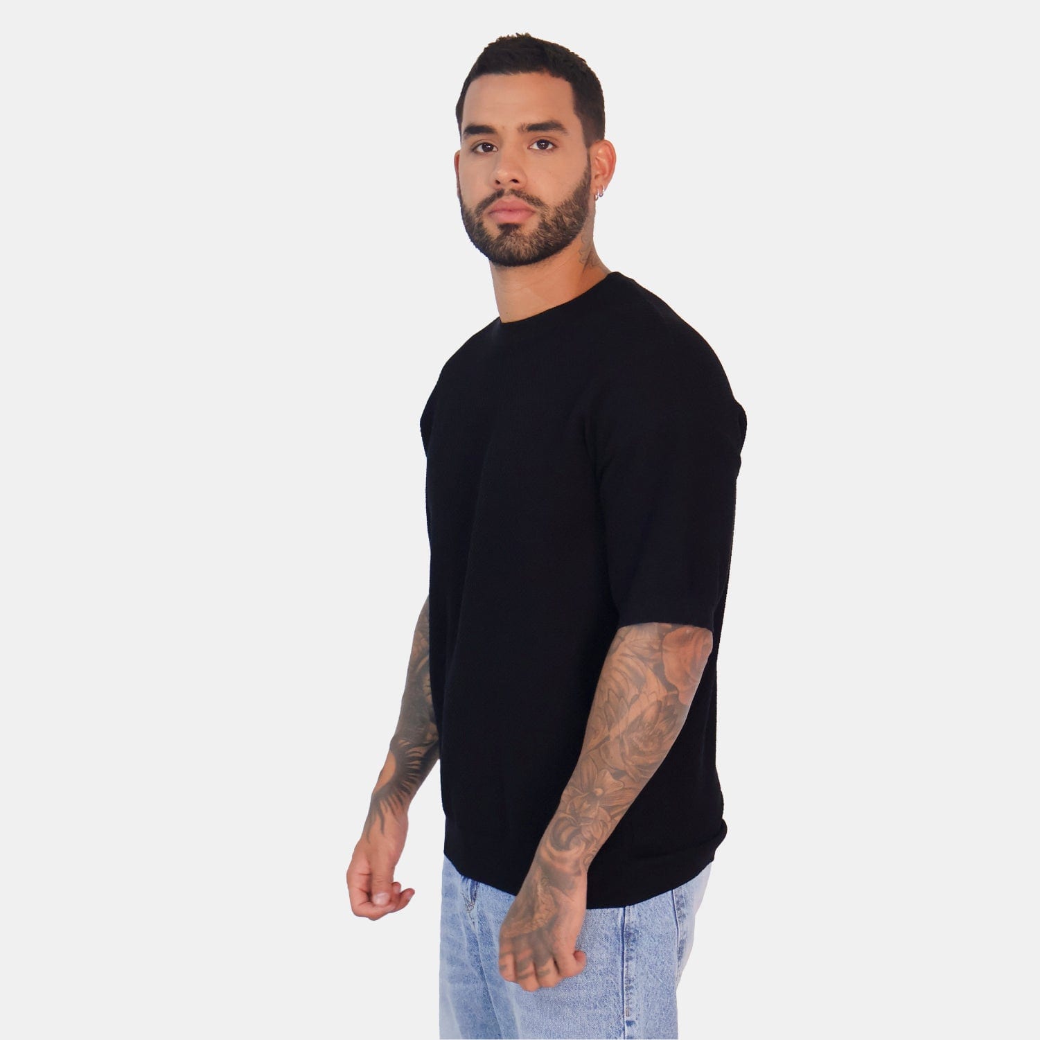 Textured Knit Tee Black - imagen 2