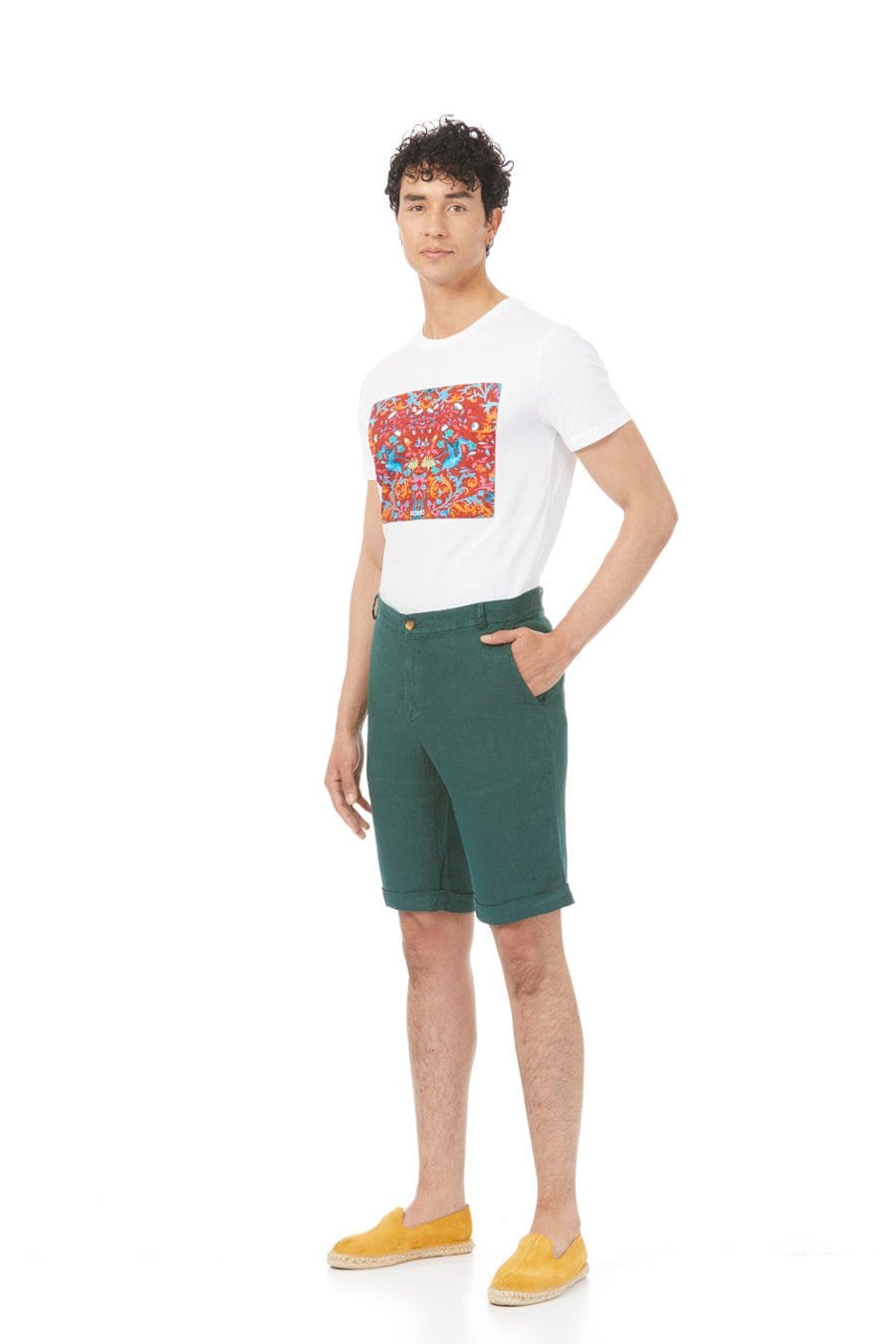 Men's linen bermuda green - imagen 6