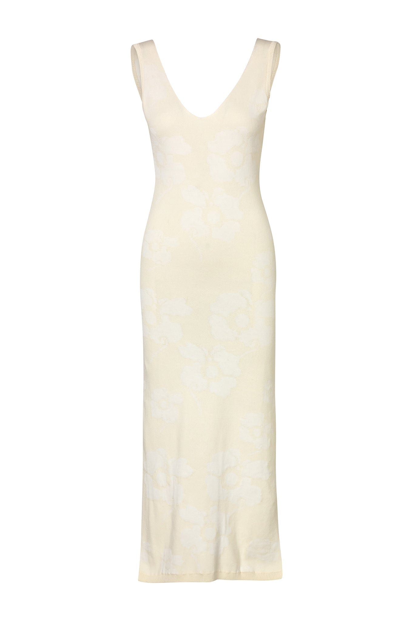 Isa Knit Cotton Jacquard Midi Dress / Ivory Maxi white Flowers - imagen 1