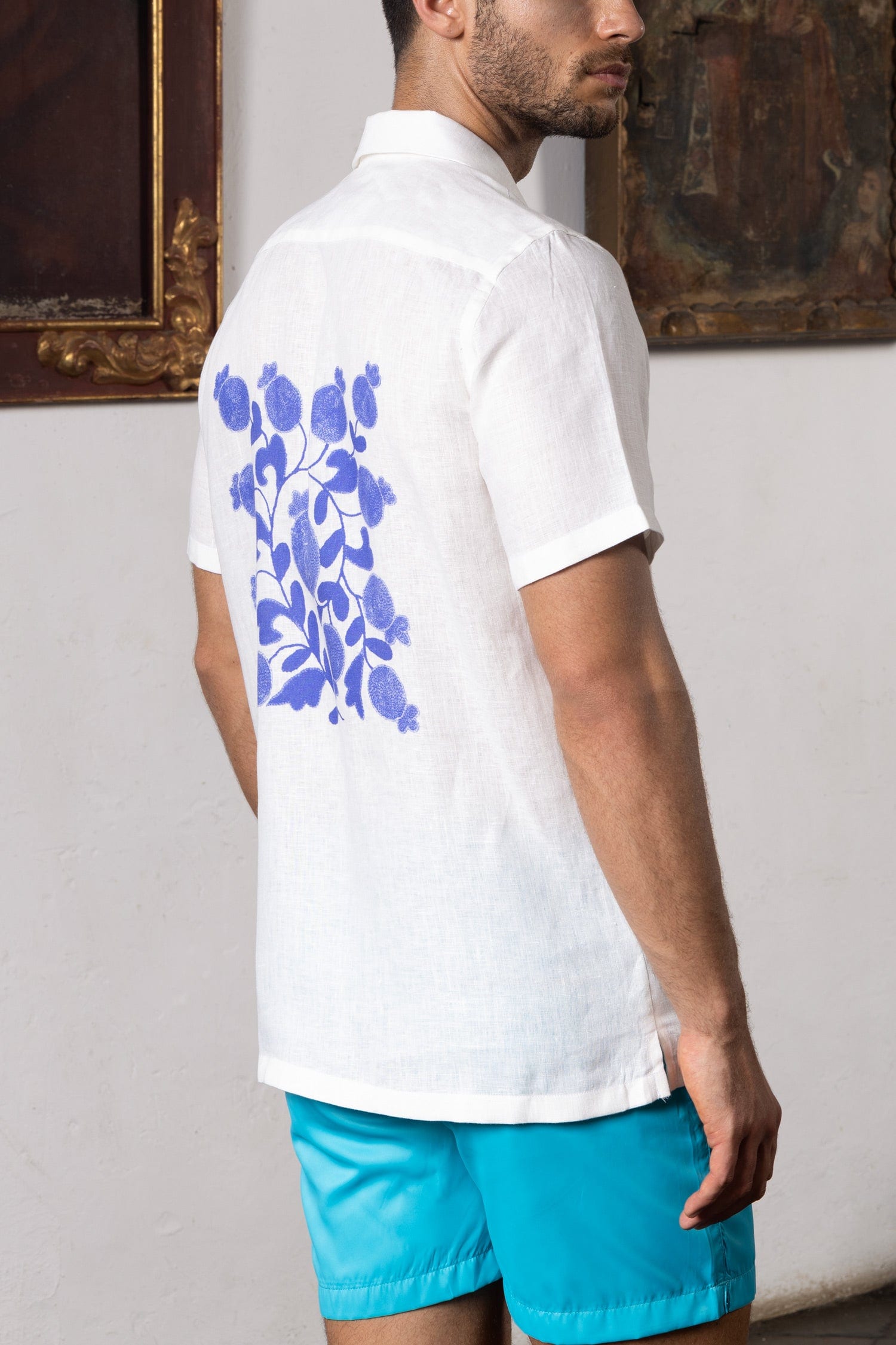 Men's linen shirt white kokan - imagen 4