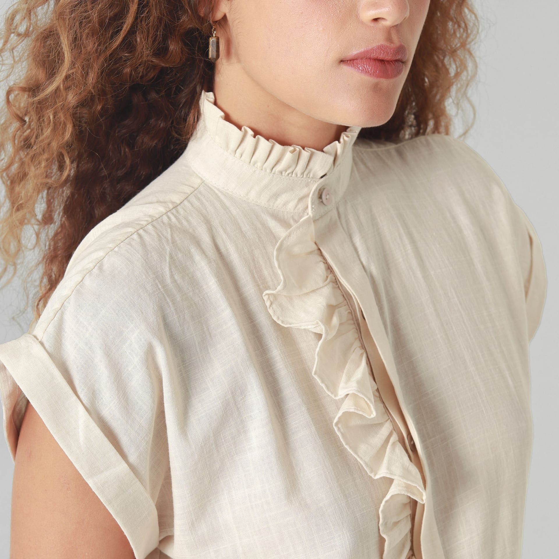 Blusa Cuello Camisero Manga Corta - imagen 2