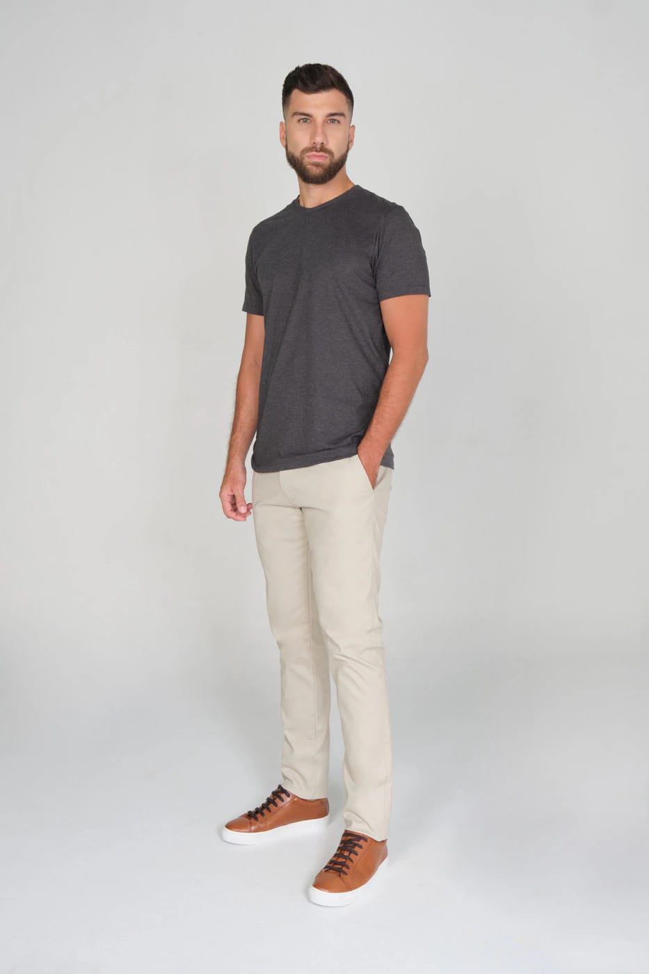 T-shirt Slim Fit 100% Gris Plomo Jaspeado - imagen 7