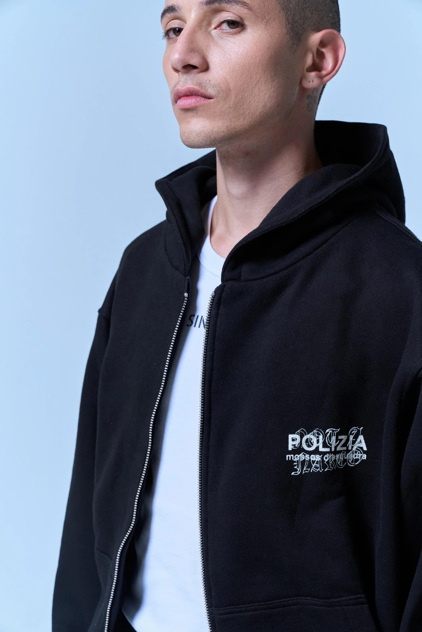POLIZIA BLACK ZIPPER HOODIE - imagen 7