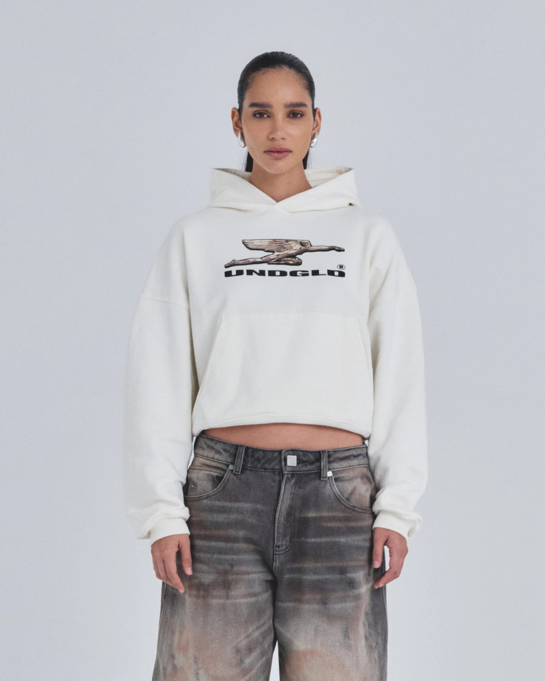 W Holy State Deco Boxy Fit Hoodie White - imagen 2