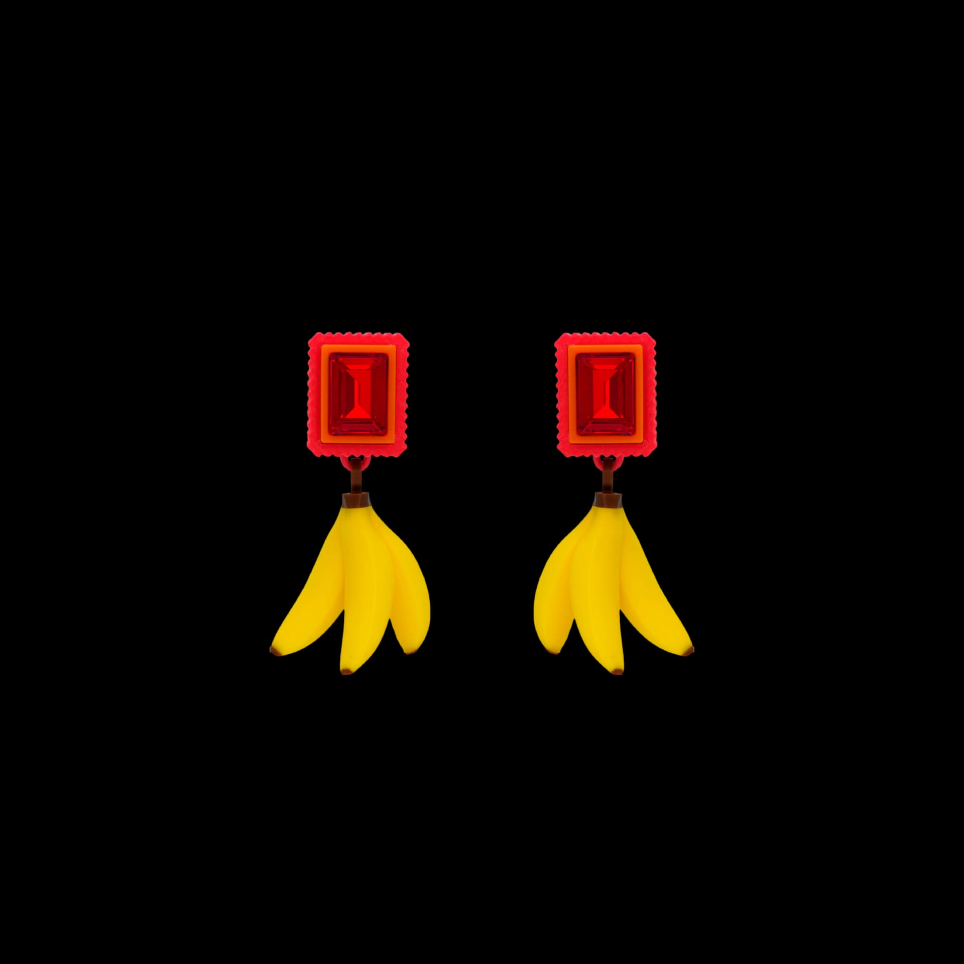 ARETES CRISTAL CON DIJE DE BANANO - imagen 1