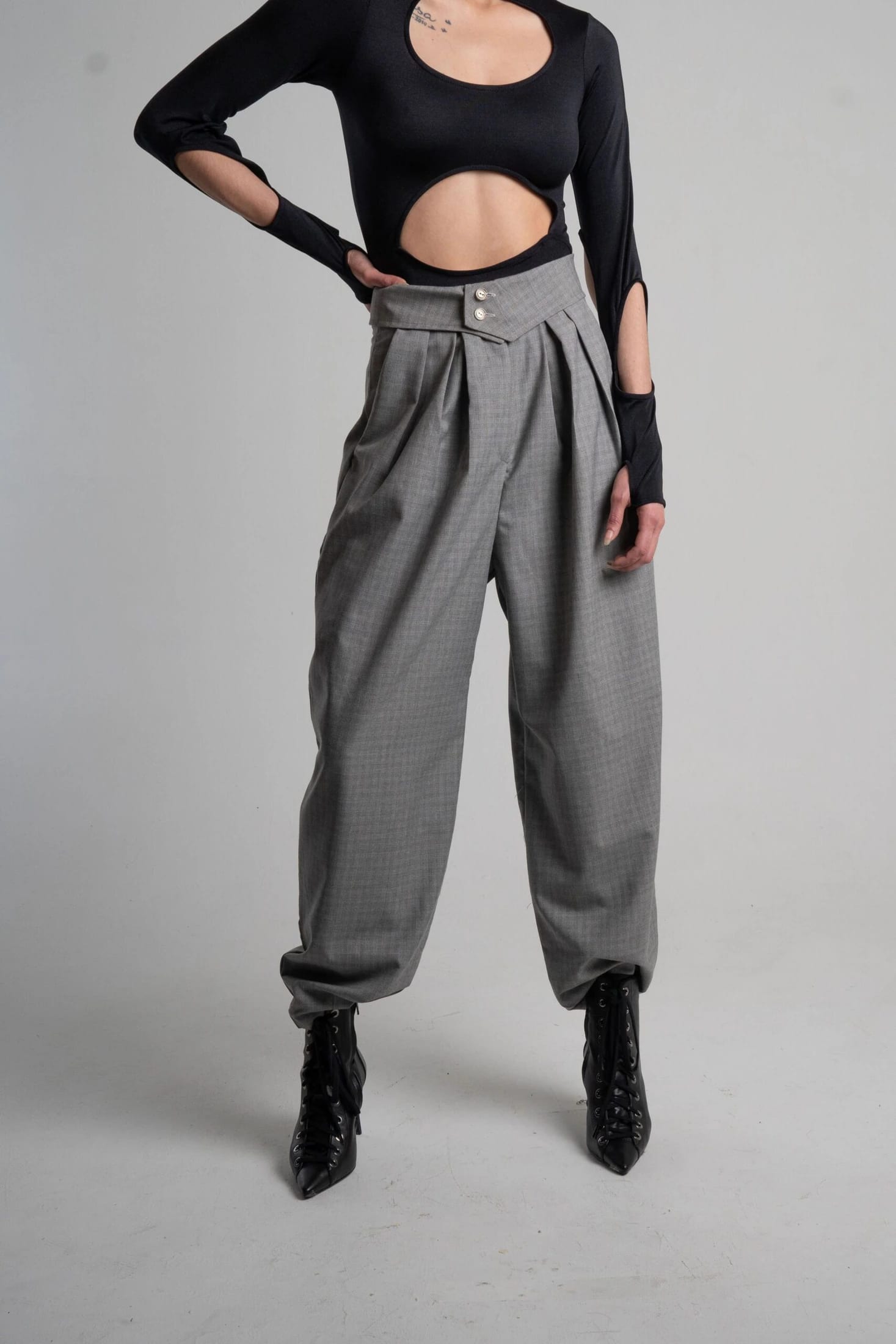 Pantalón Oriental Cuadro Gris - imagen 2