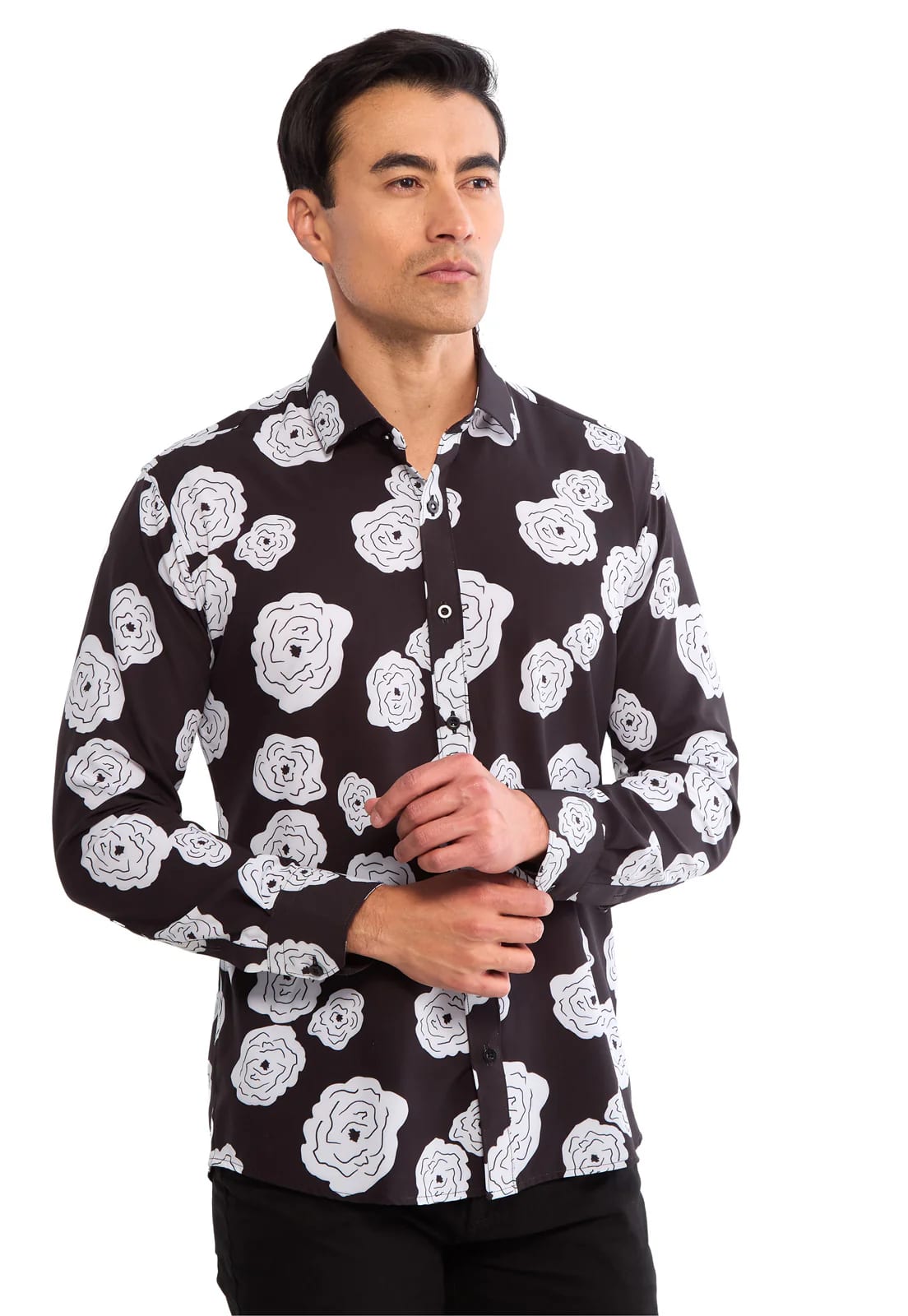 Camisa manga larga floral negra - imagen 2