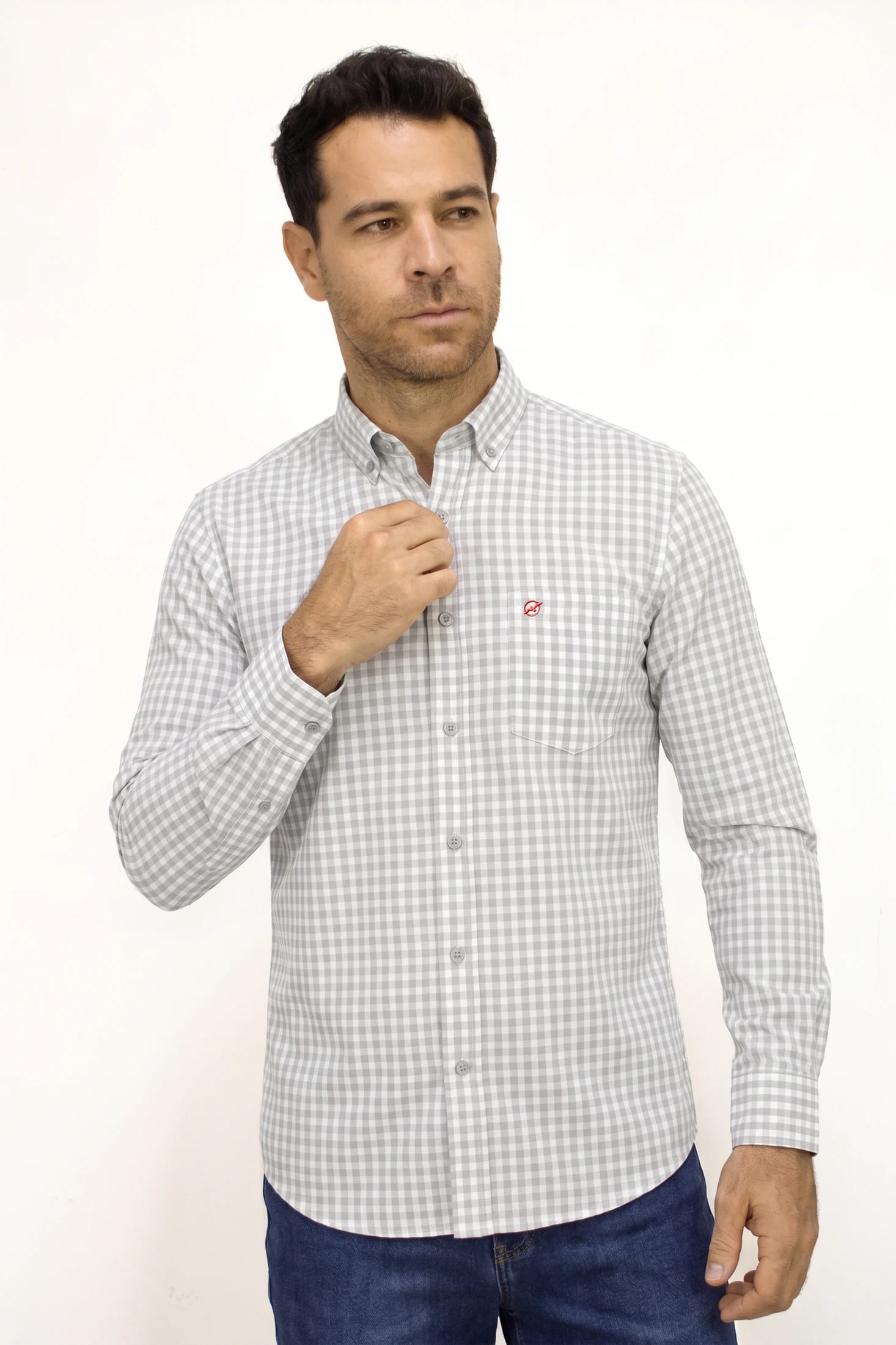 CAMISA MANGA LARGA CUADROS MARFIL PARA HOMBRE - imagen 2