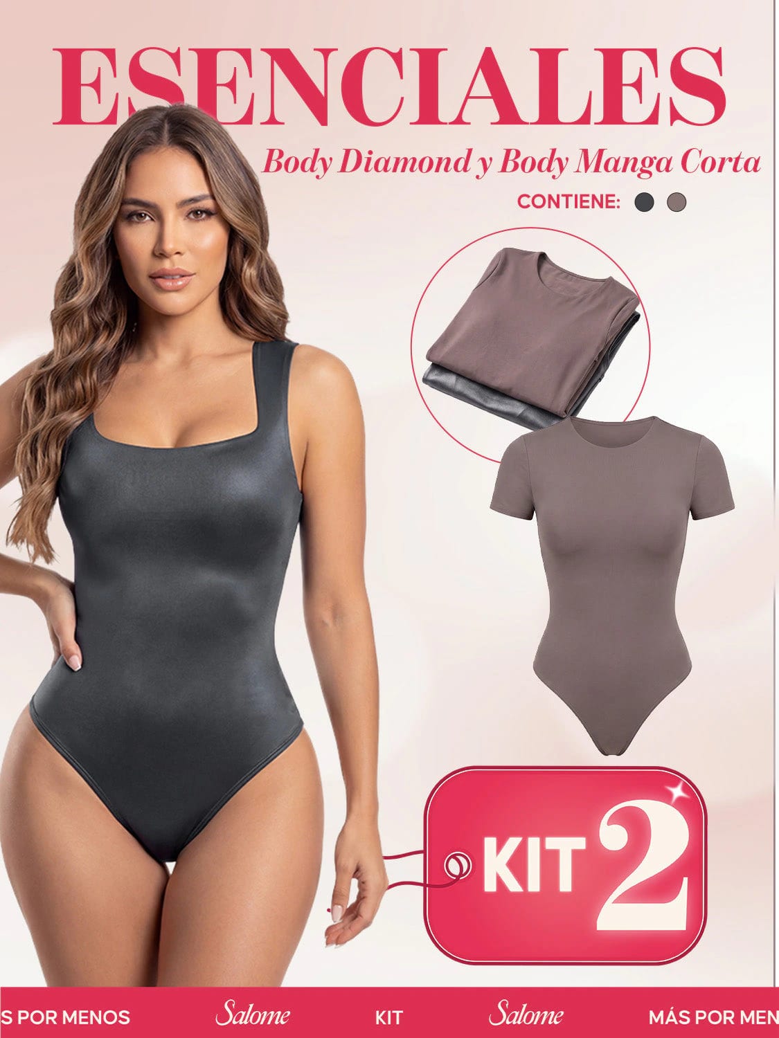 Kit Body Diario Diamond Escote Cuadrado & Manga Corta Sin Costuras | Salome 5006 + 5007 | 01L5 - imagen 1