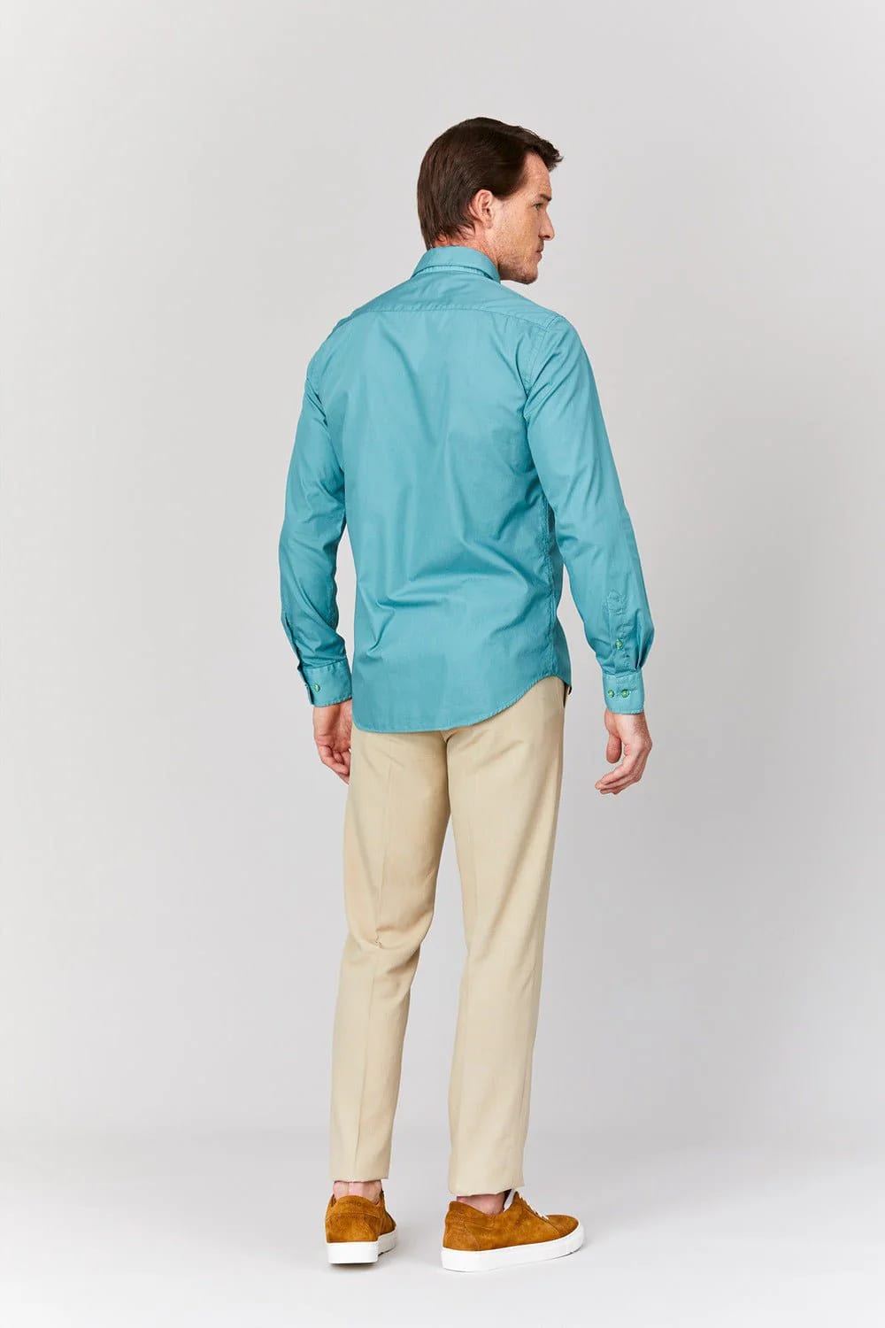 Men's basic green cotton muslin shirt - imagen 5