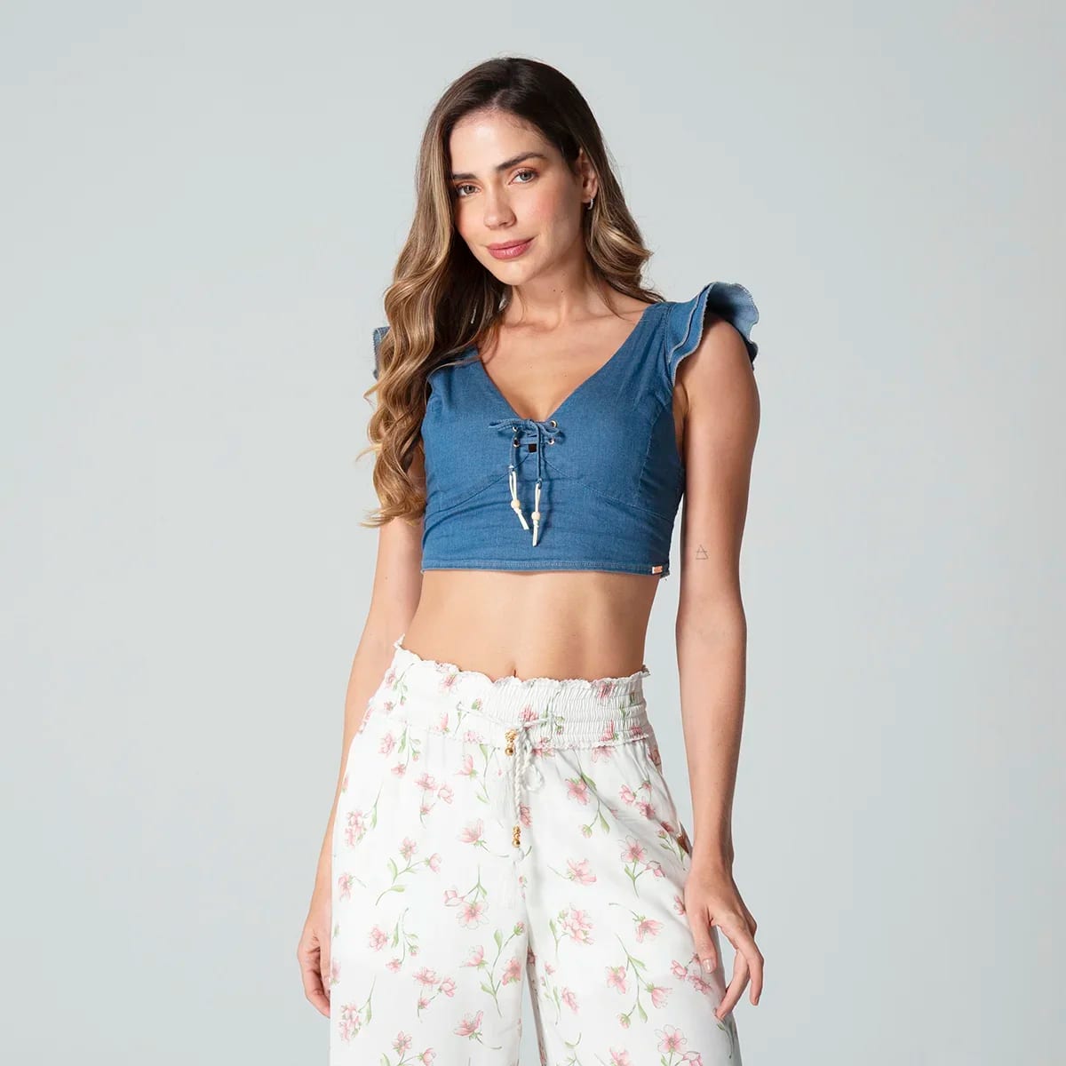 Blusa Crop Top Denim Slim Raimond - imagen 2