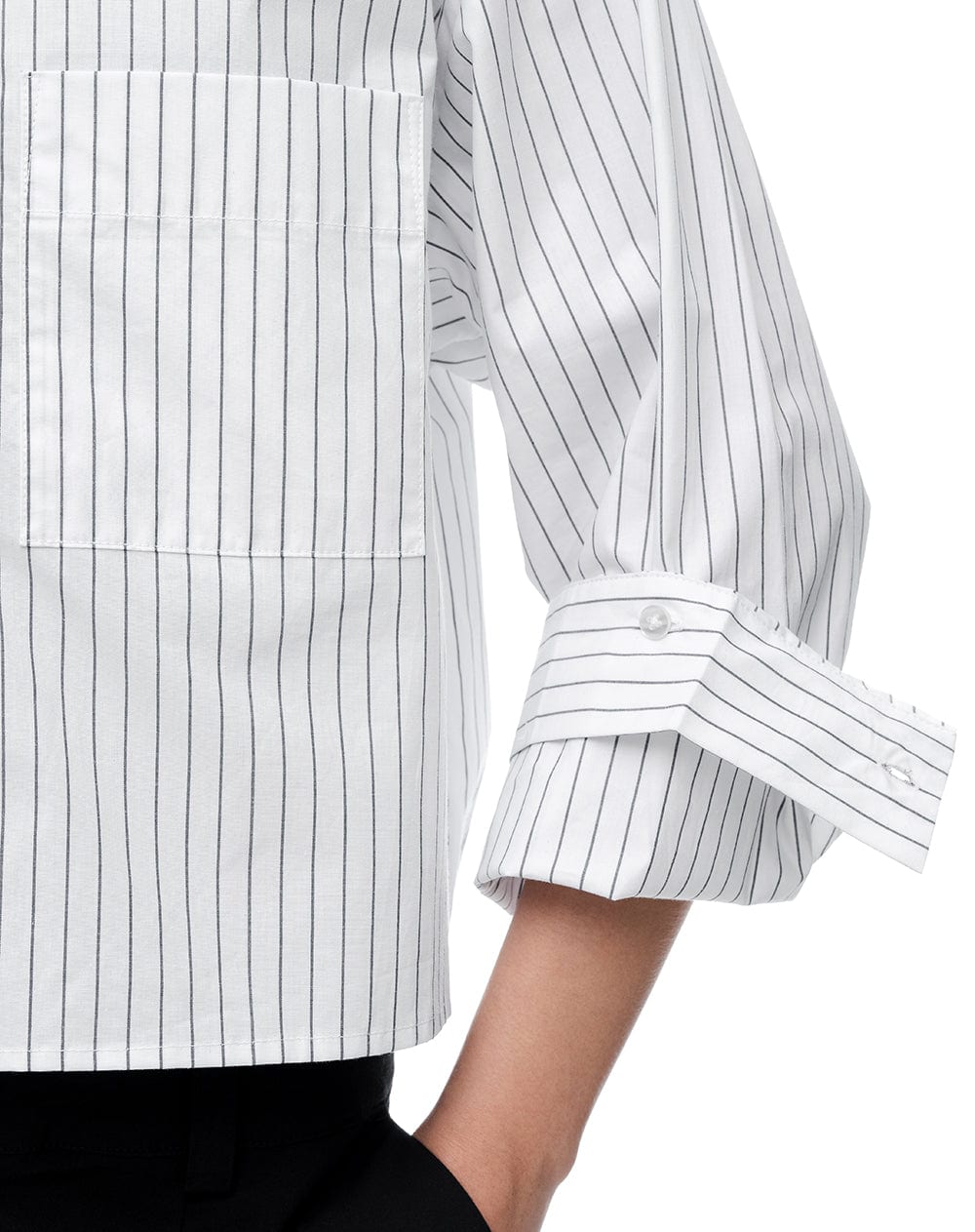 Camisa manga larga oversize blanca rayas mujer - imagen 4
