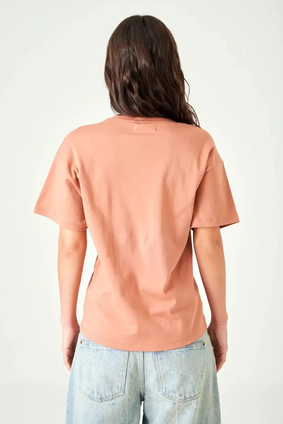 Camiseta relaxed fit manga corta en terracota para mujer - imagen 9