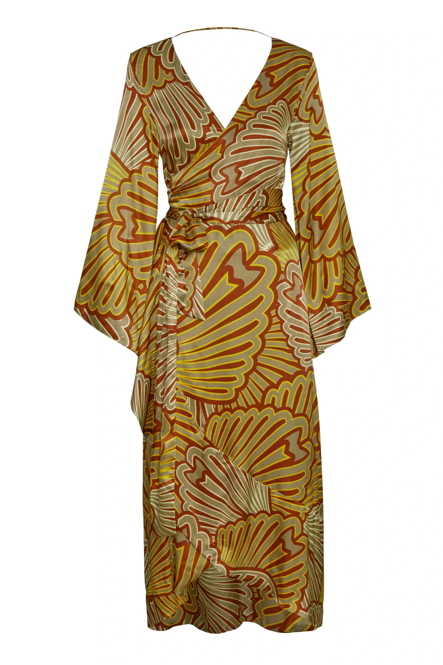 Pacífico Satin Silk Midi Dress / Yellow Intricate Shells - imagen 2