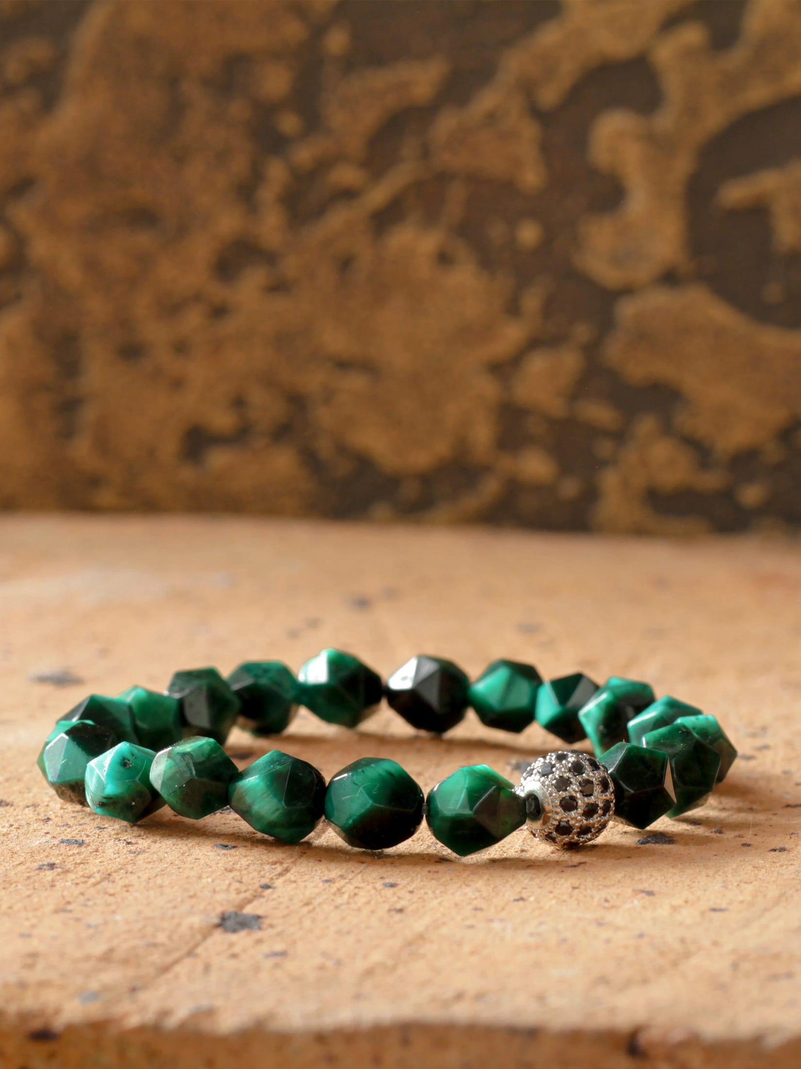 Brazalete Ojo de Tigre Verde Facetado 8mm - imagen 2