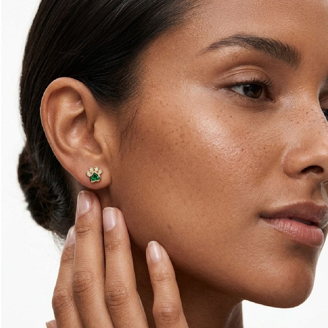 Aretes Huellita Esmeralda - imagen 2