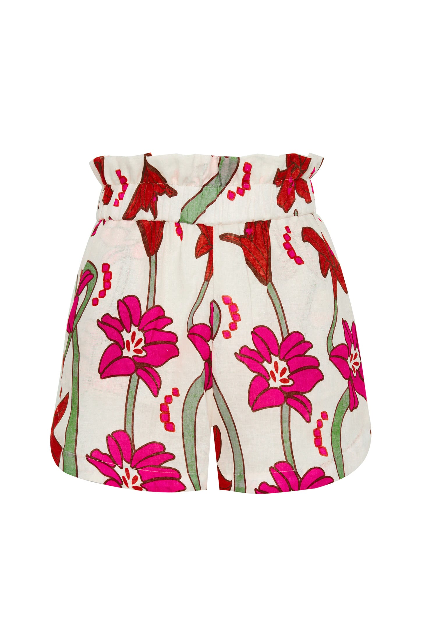 San Antonio Linen Shorts / Fuchsia Flowers - imagen 1