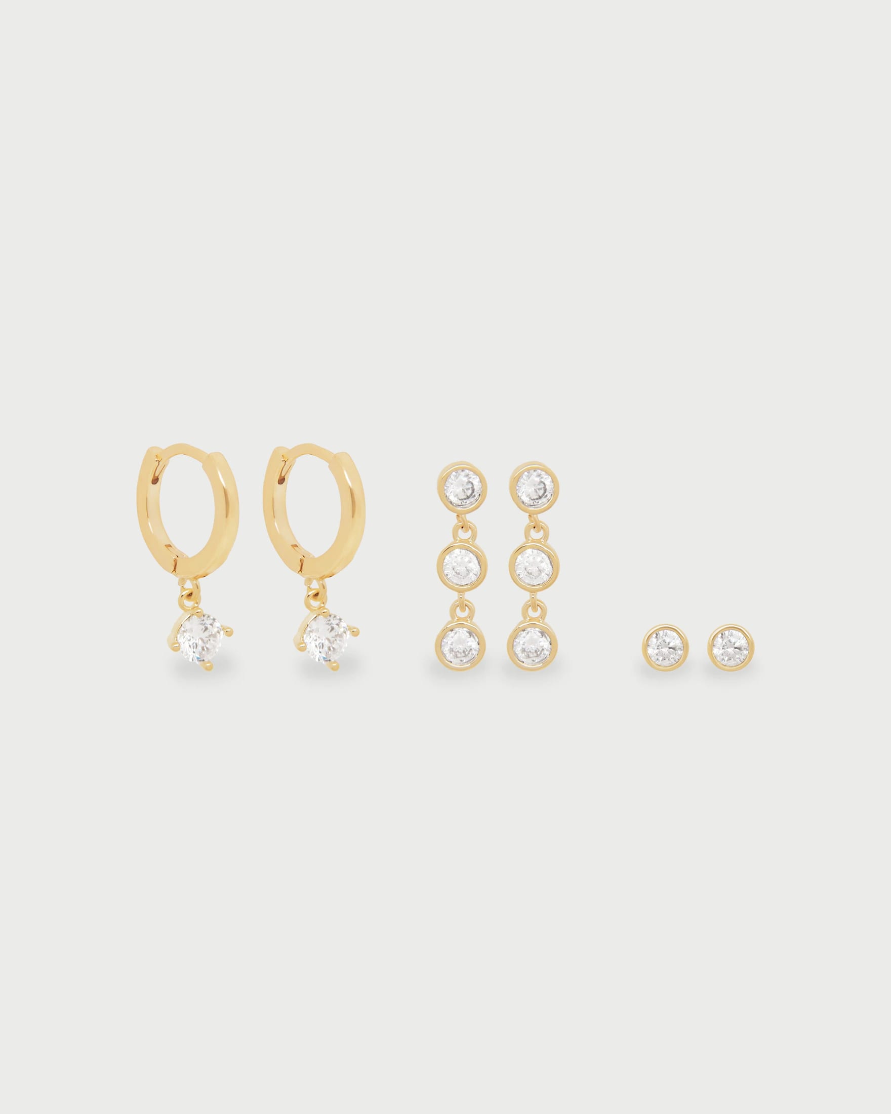 Set de Aretes Solitarios Brillo - imagen 1