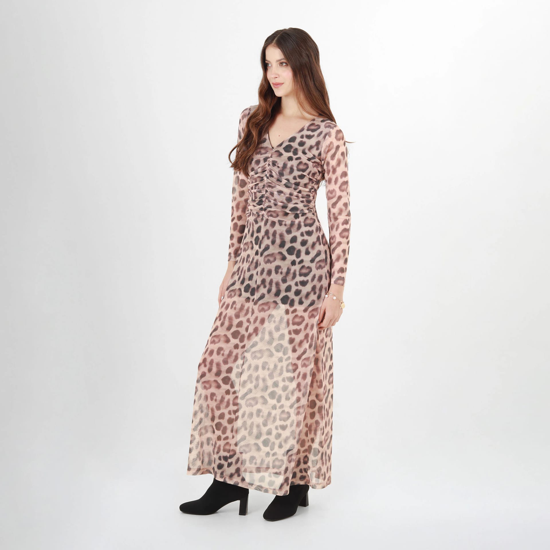 Vestido Cuello V Manga Larga - imagen 3