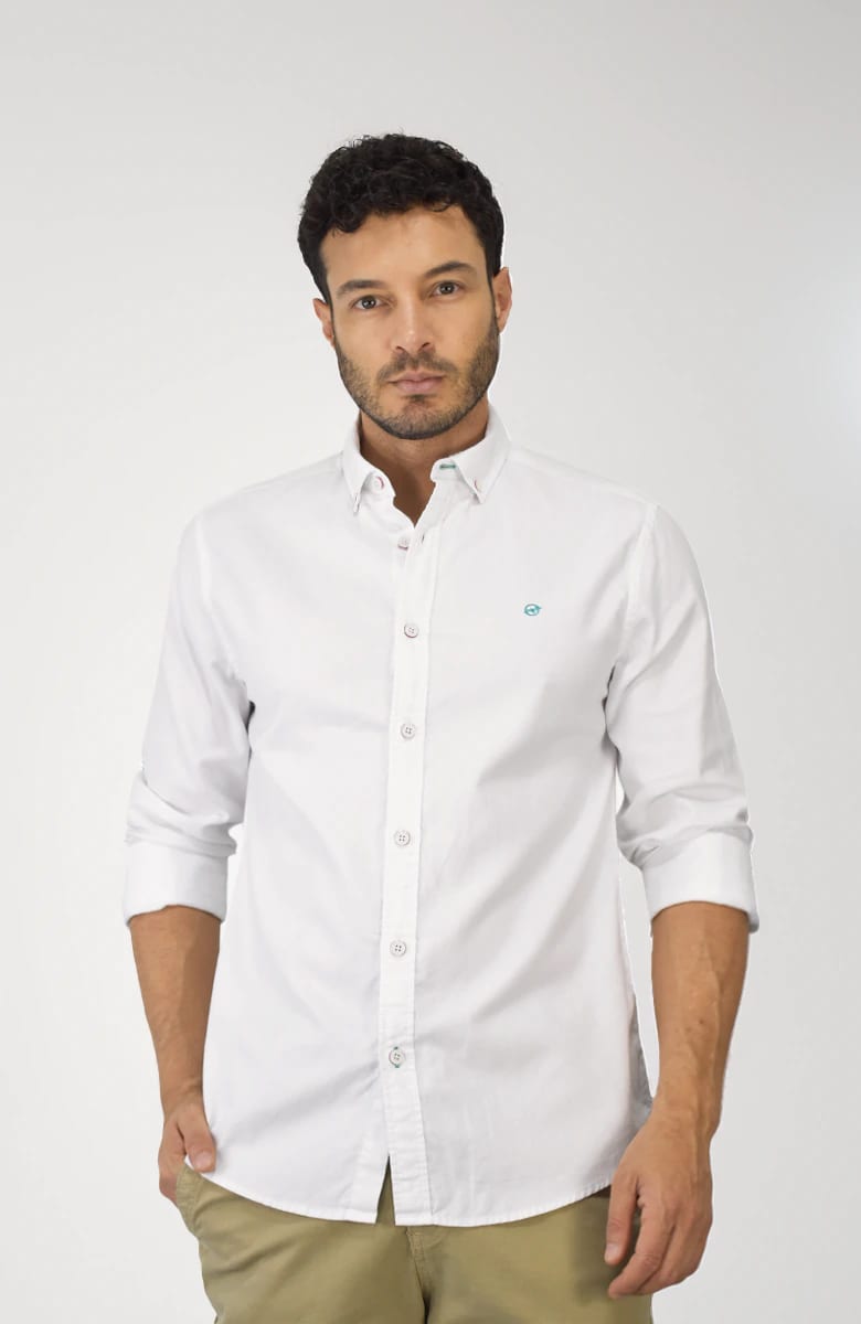 Camisa Manga Larga Oxford Blanco para Hombre - imagen 1