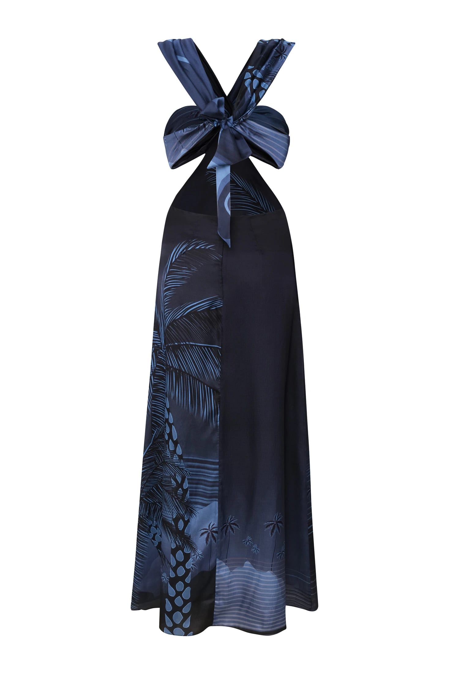 Santo Tomás Martellato Silk Dress / Navy Tropical Landscape - imagen 4