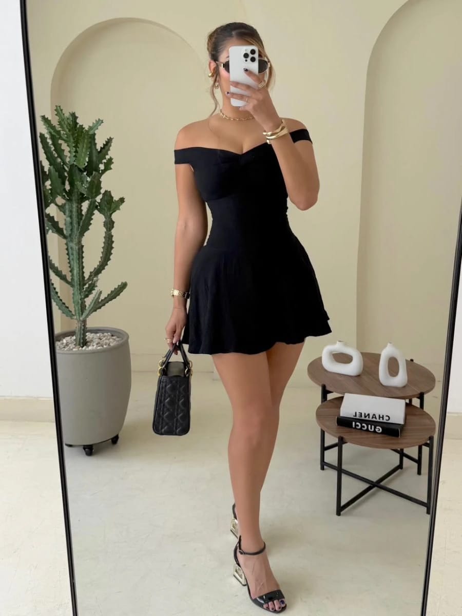 Vestido corto solimar (negro ) - imagen 1