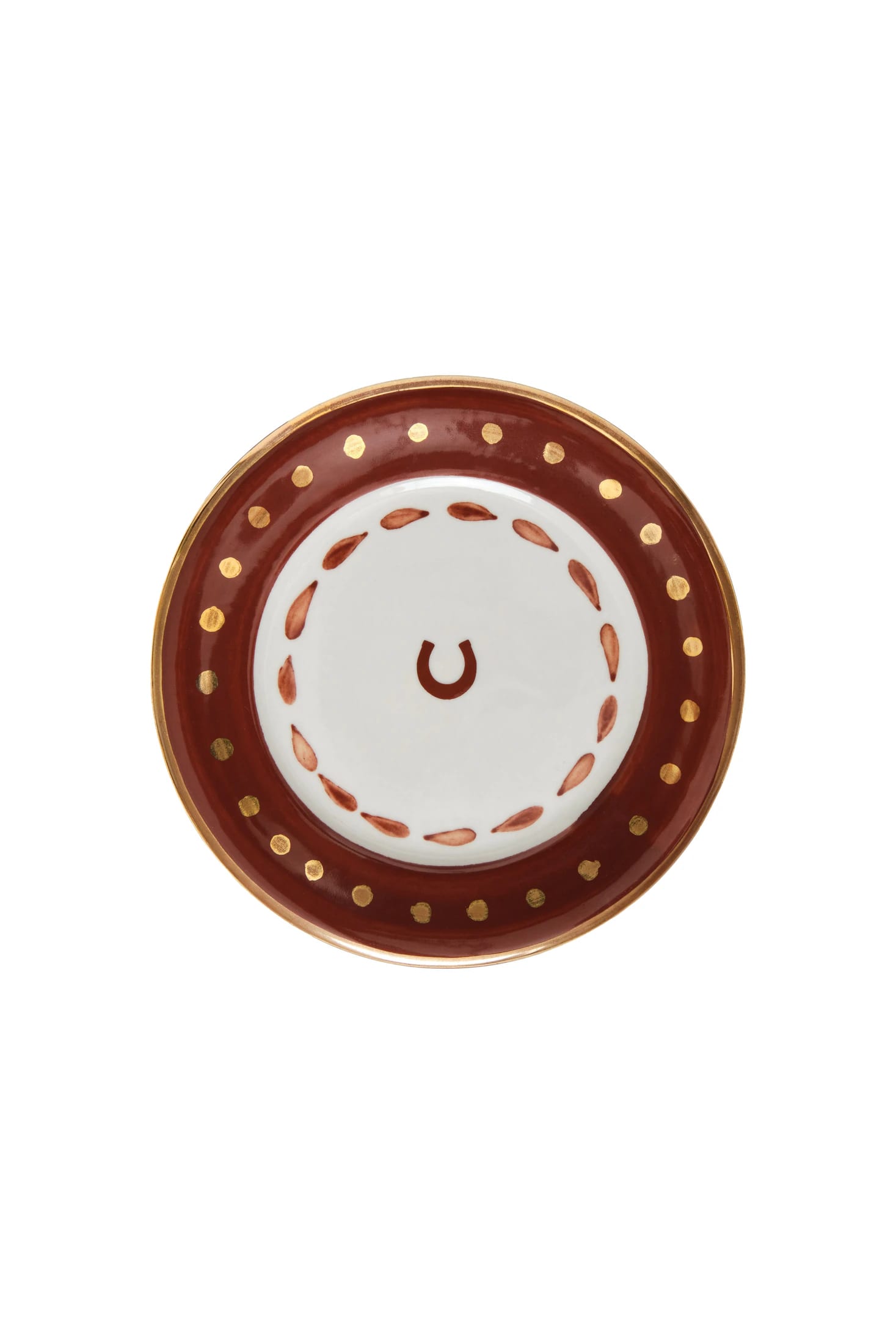 Horseshoe Salad Plate / Chocolate & Gold - imagen 1