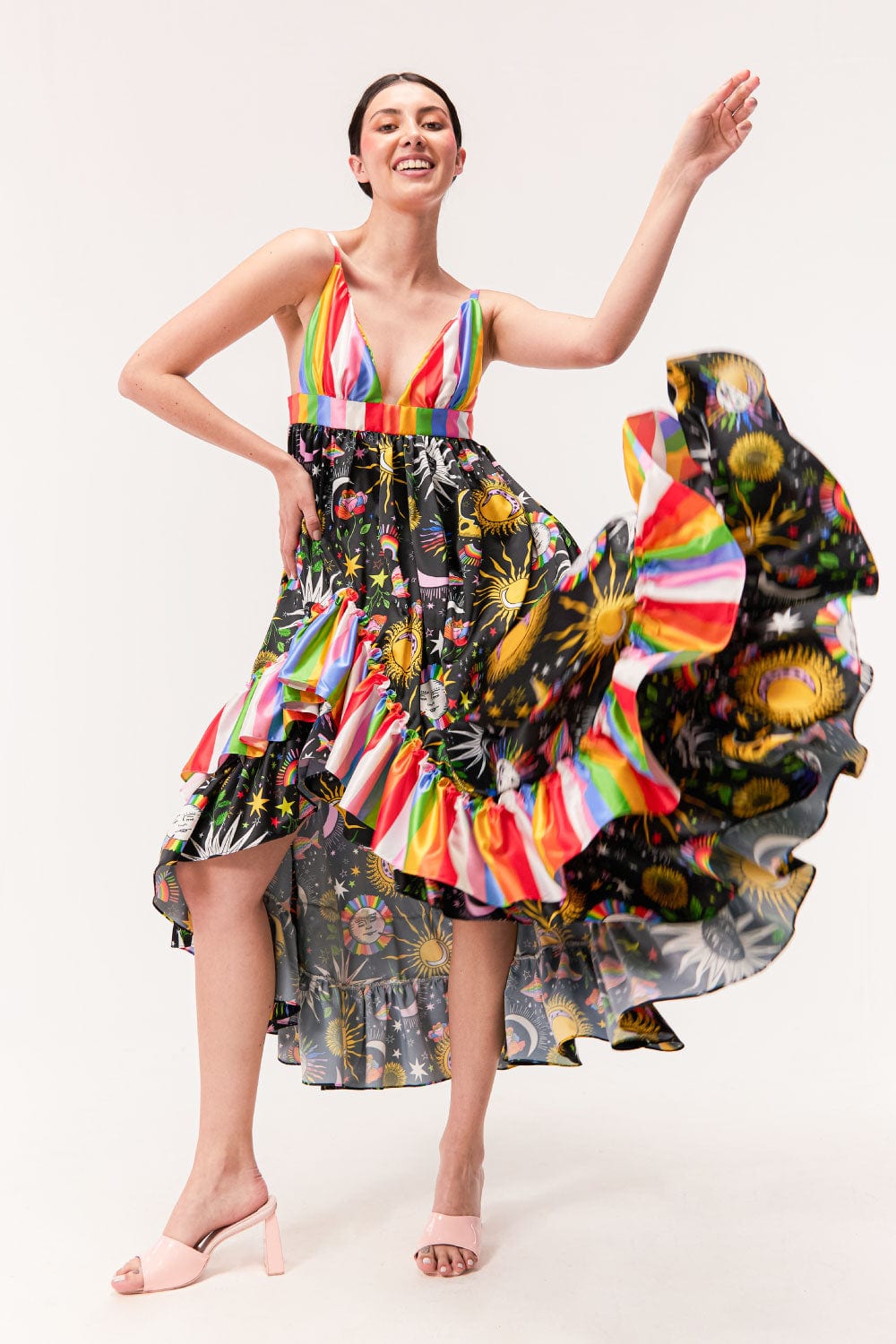 Vestido Merengue / Estampado Madre Luna, Padre Sol Negro - imagen 1
