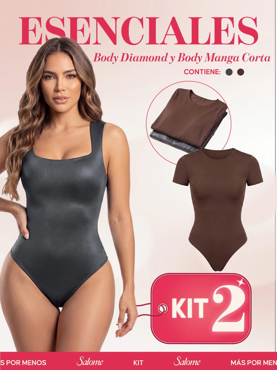 Kit Body Diario Diamond Escote Cuadrado & Manga Corta Sin Costuras | Salome 5006 + 5007 | 01L5 - imagen 5